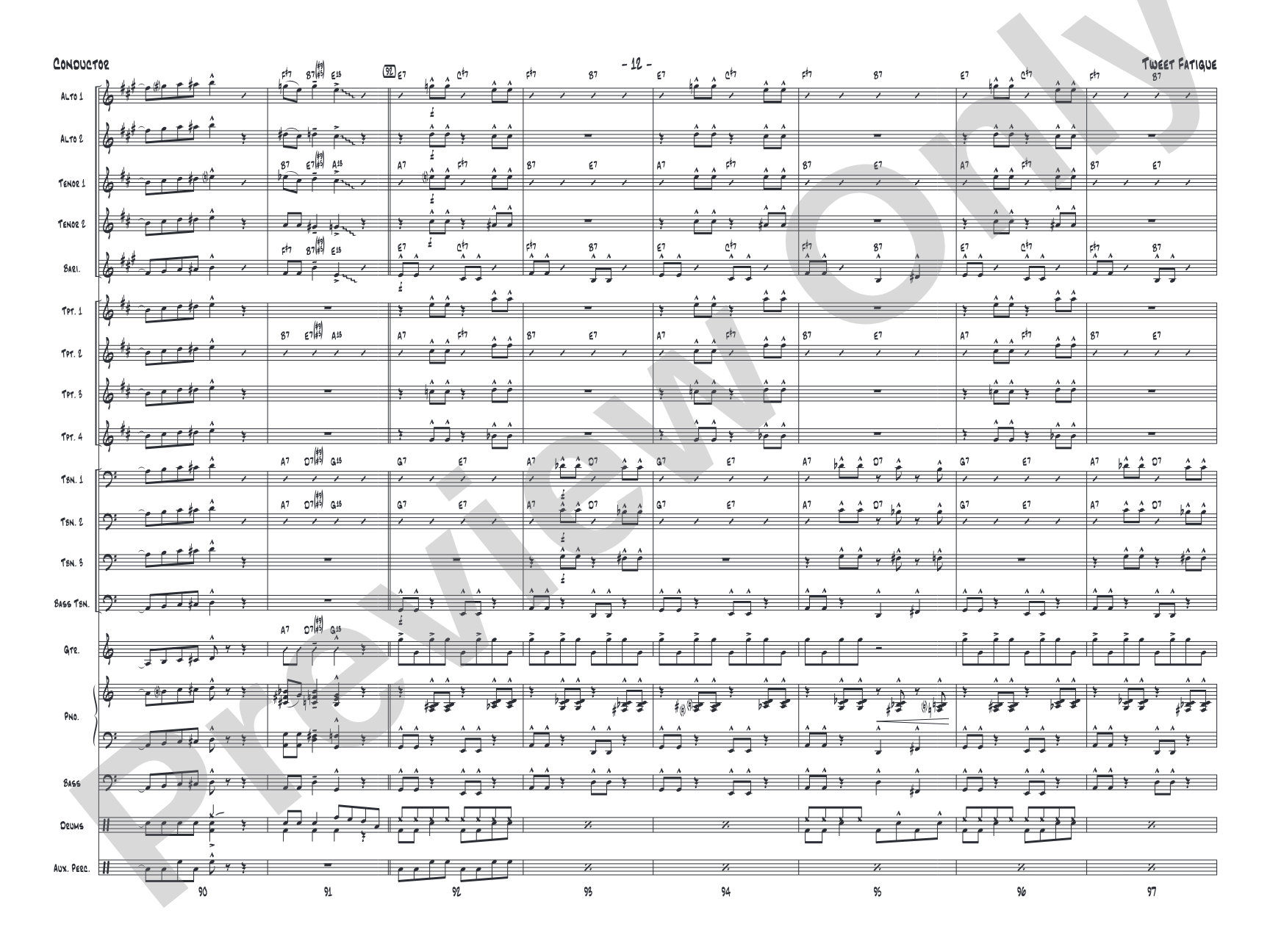 Tweet Fatigue: Jazz Ensemble Conductor Score & Parts
