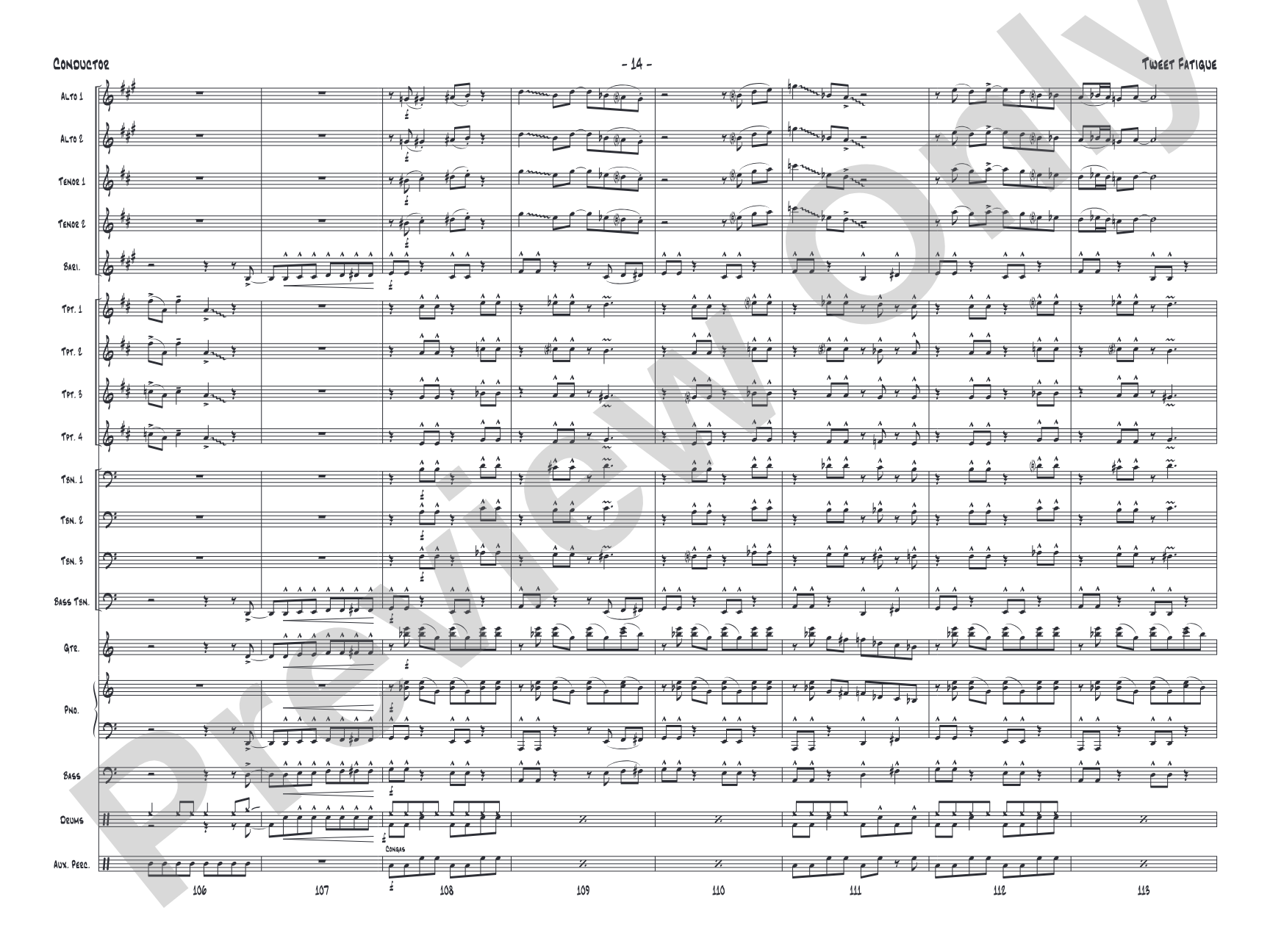 Tweet Fatigue: Jazz Ensemble Conductor Score & Parts