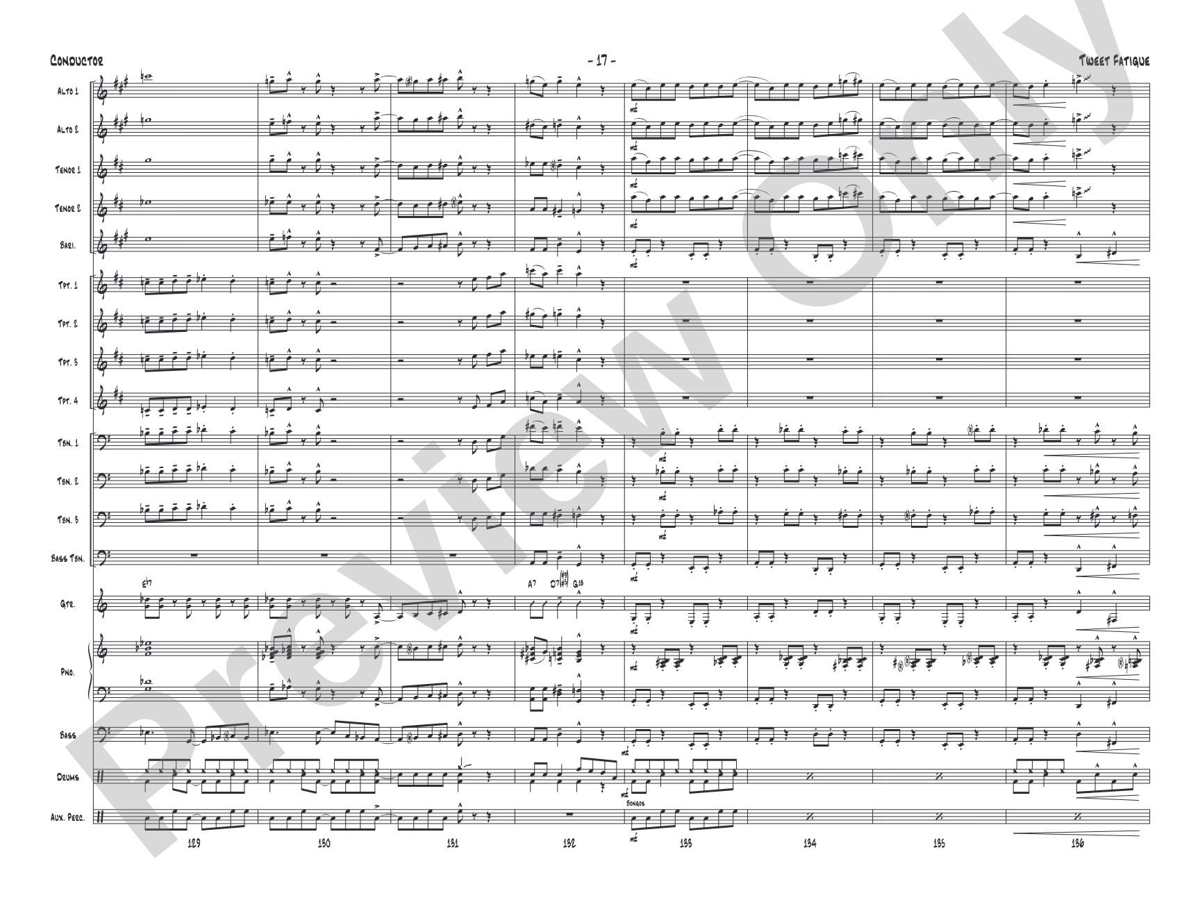 Tweet Fatigue: Jazz Ensemble Conductor Score & Parts
