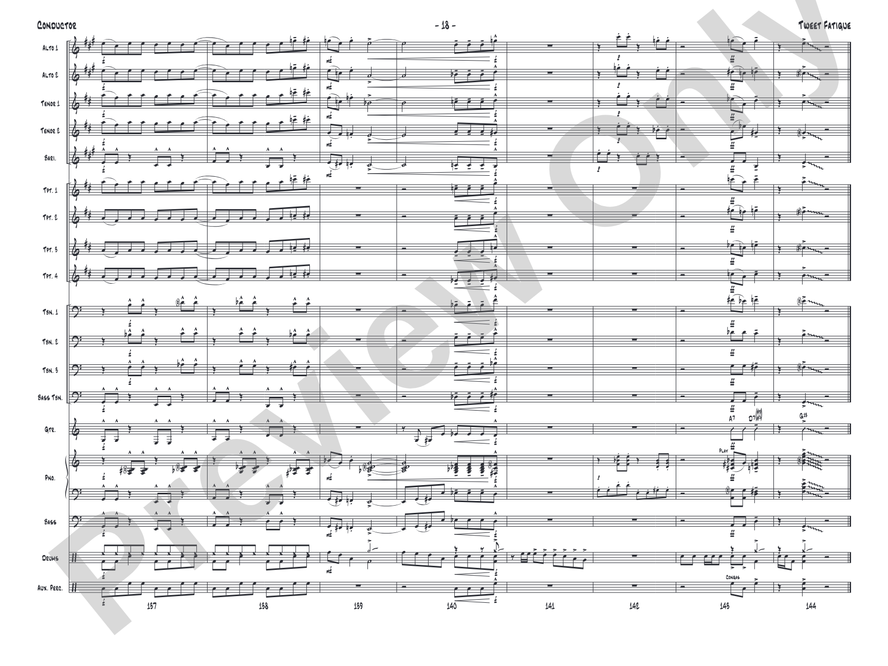 Tweet Fatigue: Jazz Ensemble Conductor Score & Parts