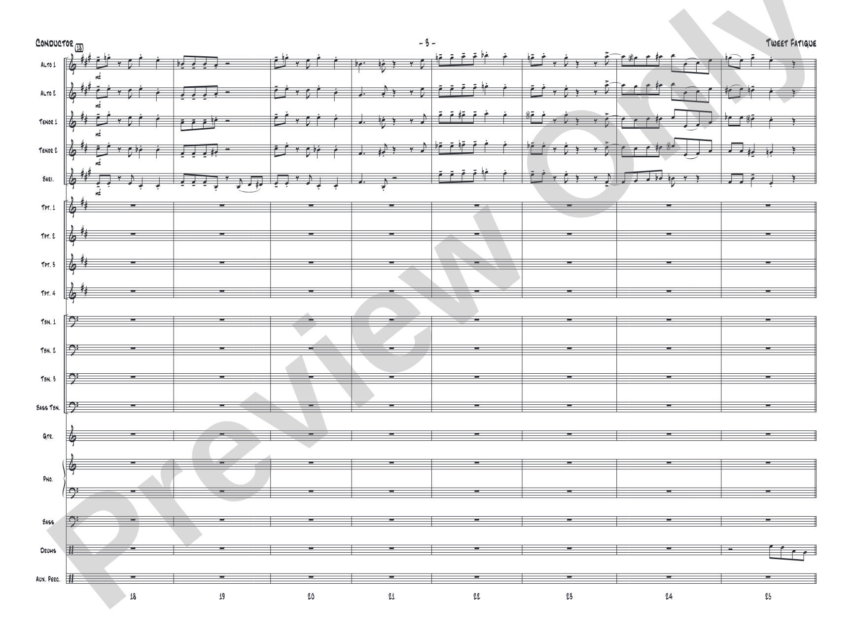 Tweet Fatigue: Jazz Ensemble Conductor Score & Parts