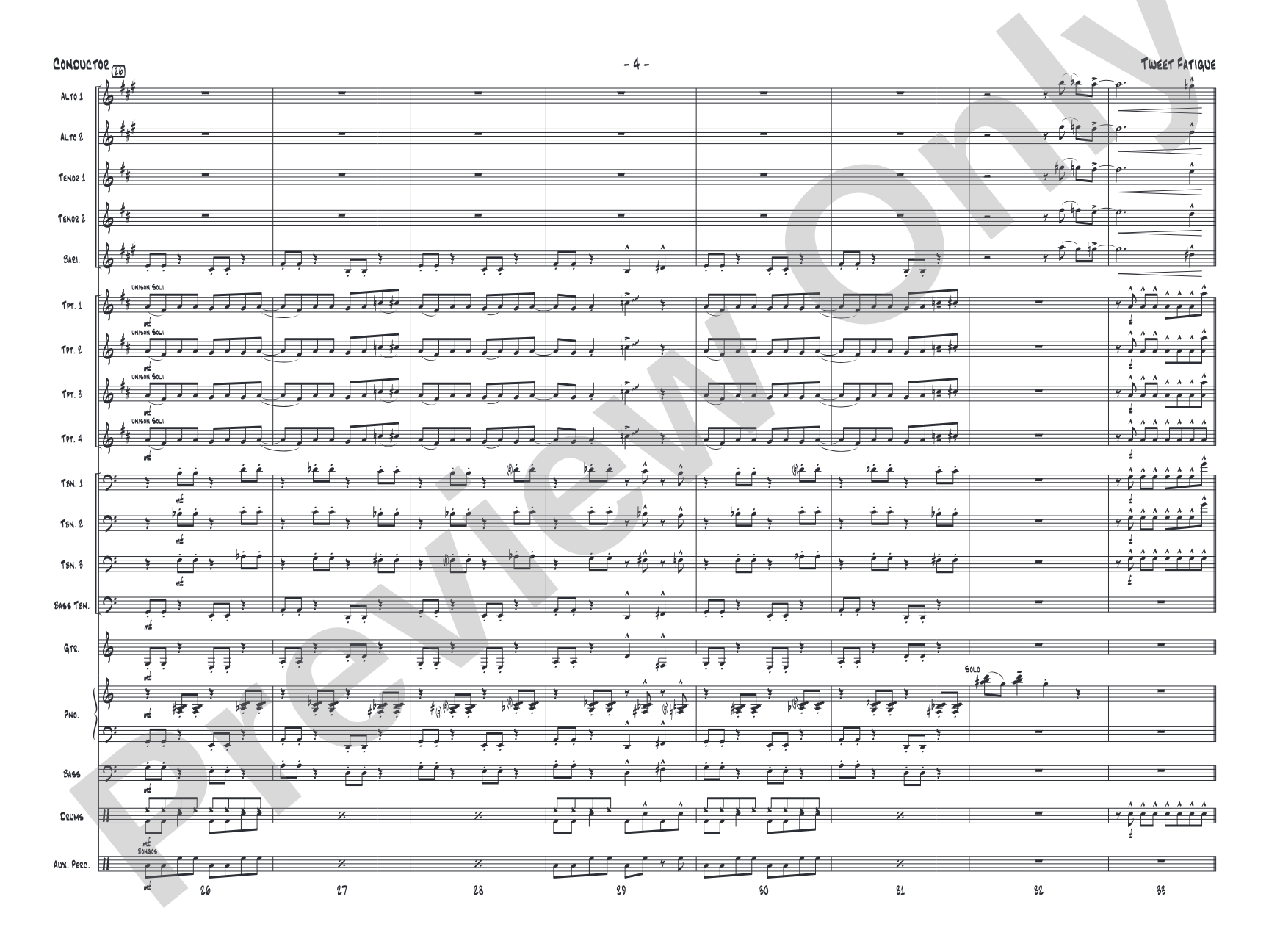Tweet Fatigue: Jazz Ensemble Conductor Score & Parts
