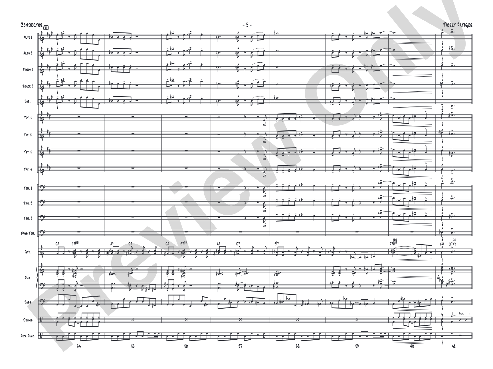 Tweet Fatigue: Jazz Ensemble Conductor Score & Parts
