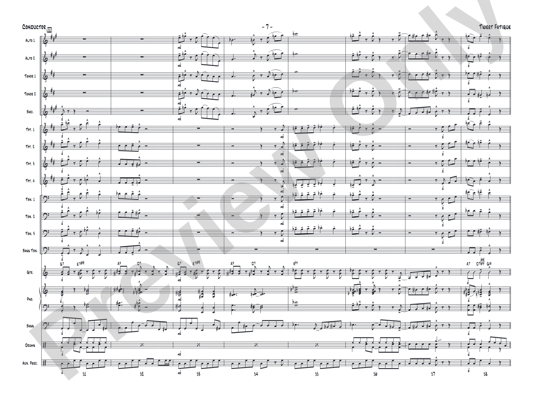 Tweet Fatigue: Jazz Ensemble Conductor Score & Parts