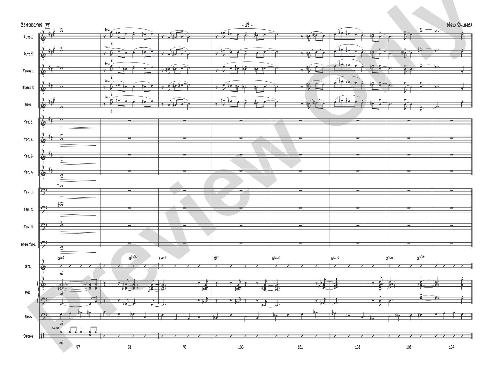 New Rhumba: Jazz Ensemble Conductor Score & Parts