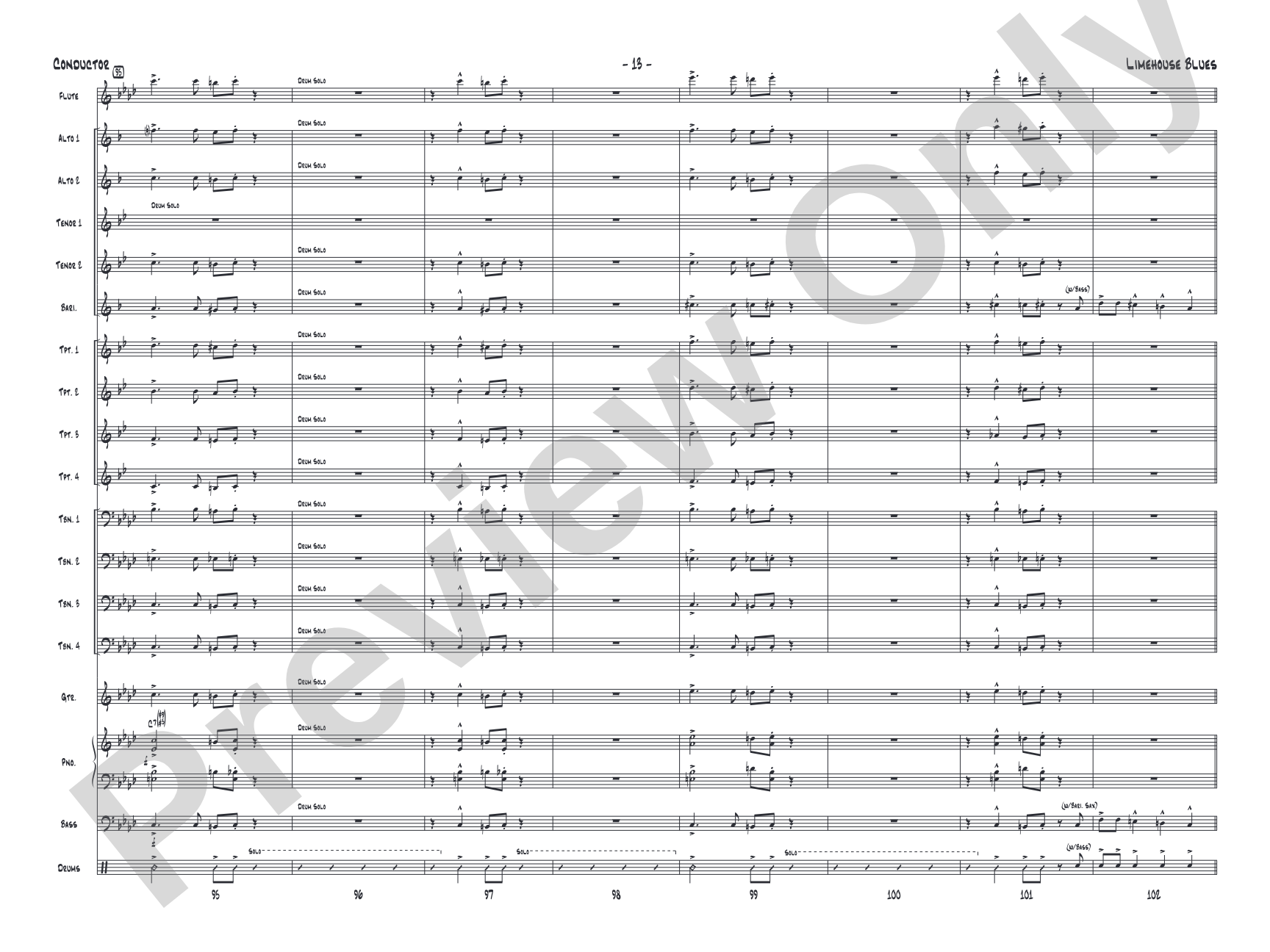Limehouse Blues: Jazz Ensemble Conductor Score & Parts