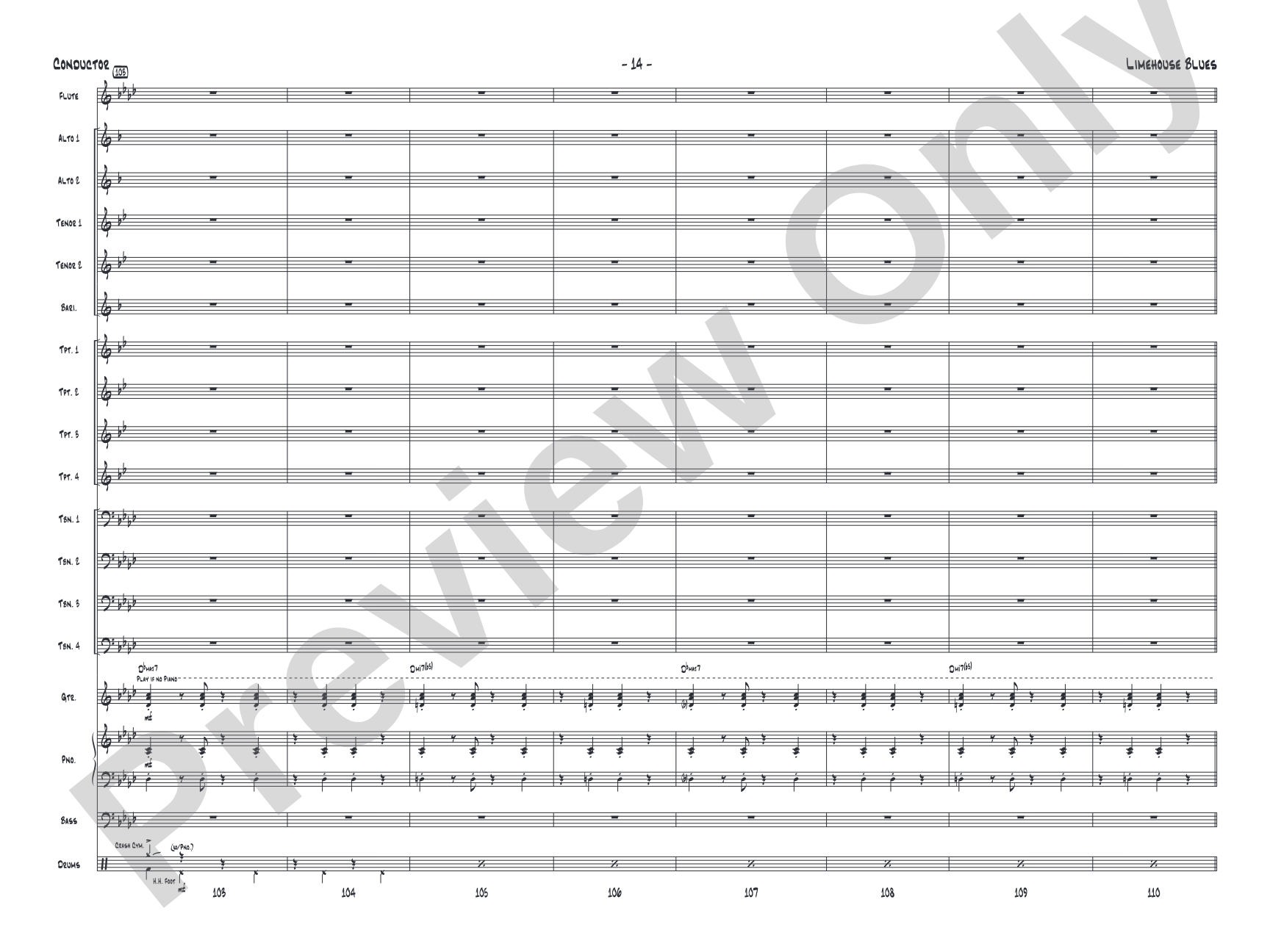 Limehouse Blues: Jazz Ensemble Conductor Score & Parts