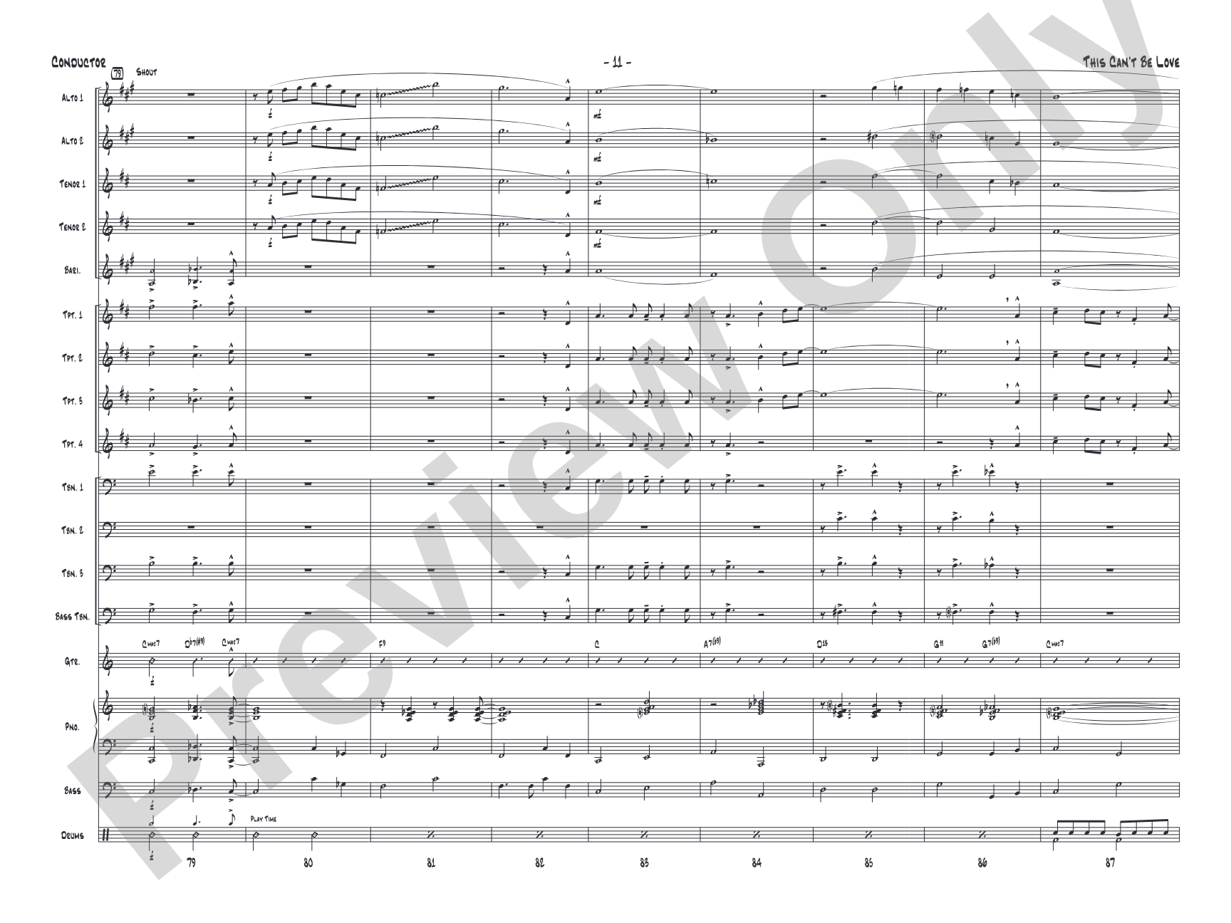 This Can't Be Love: Score