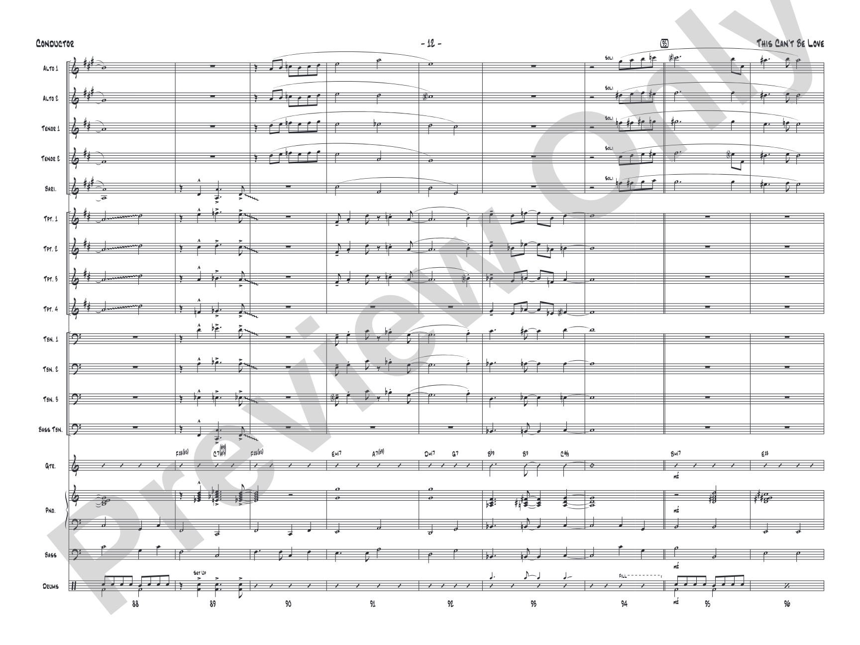 This Can't Be Love: Score