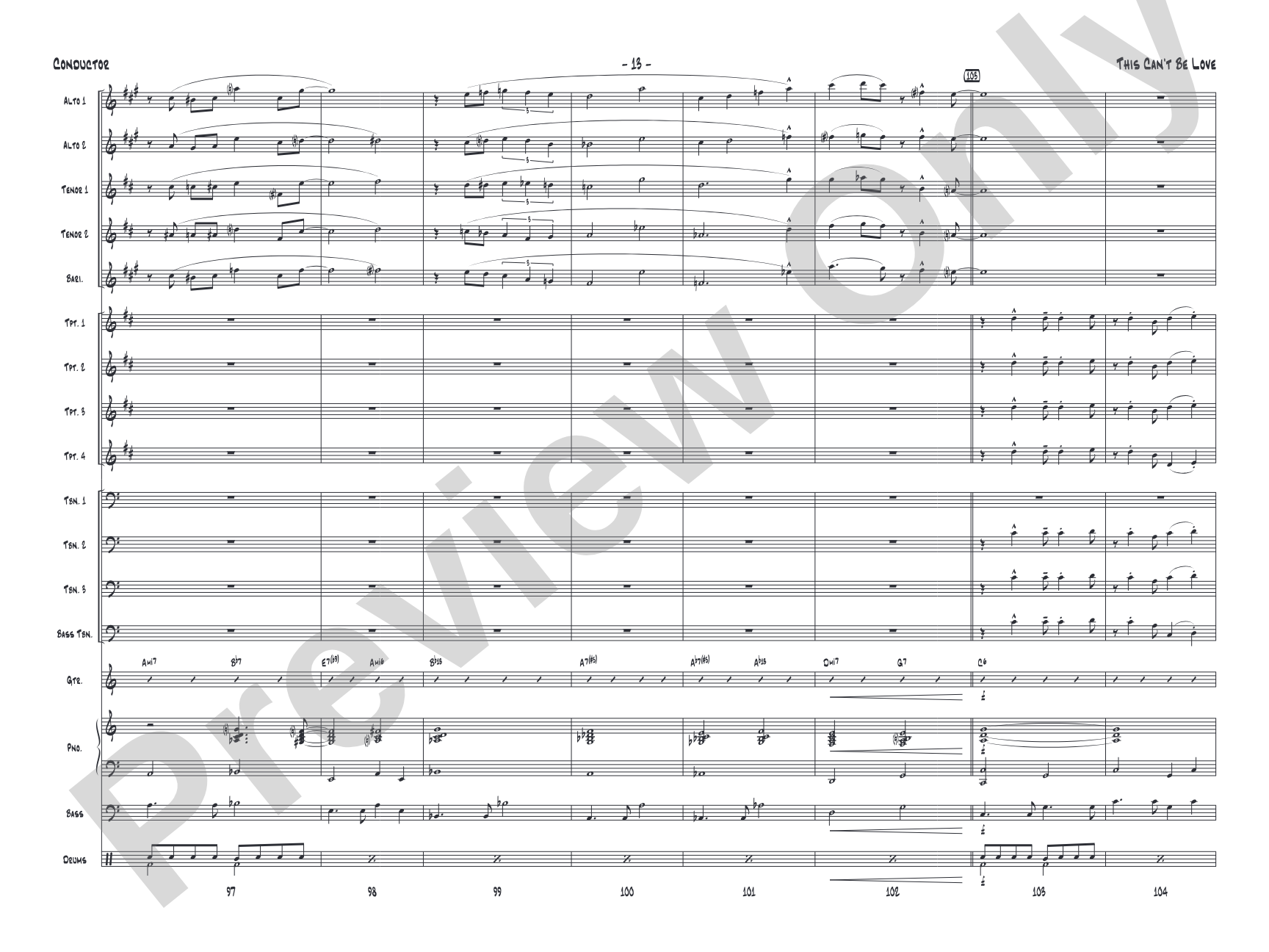 This Can't Be Love: Score