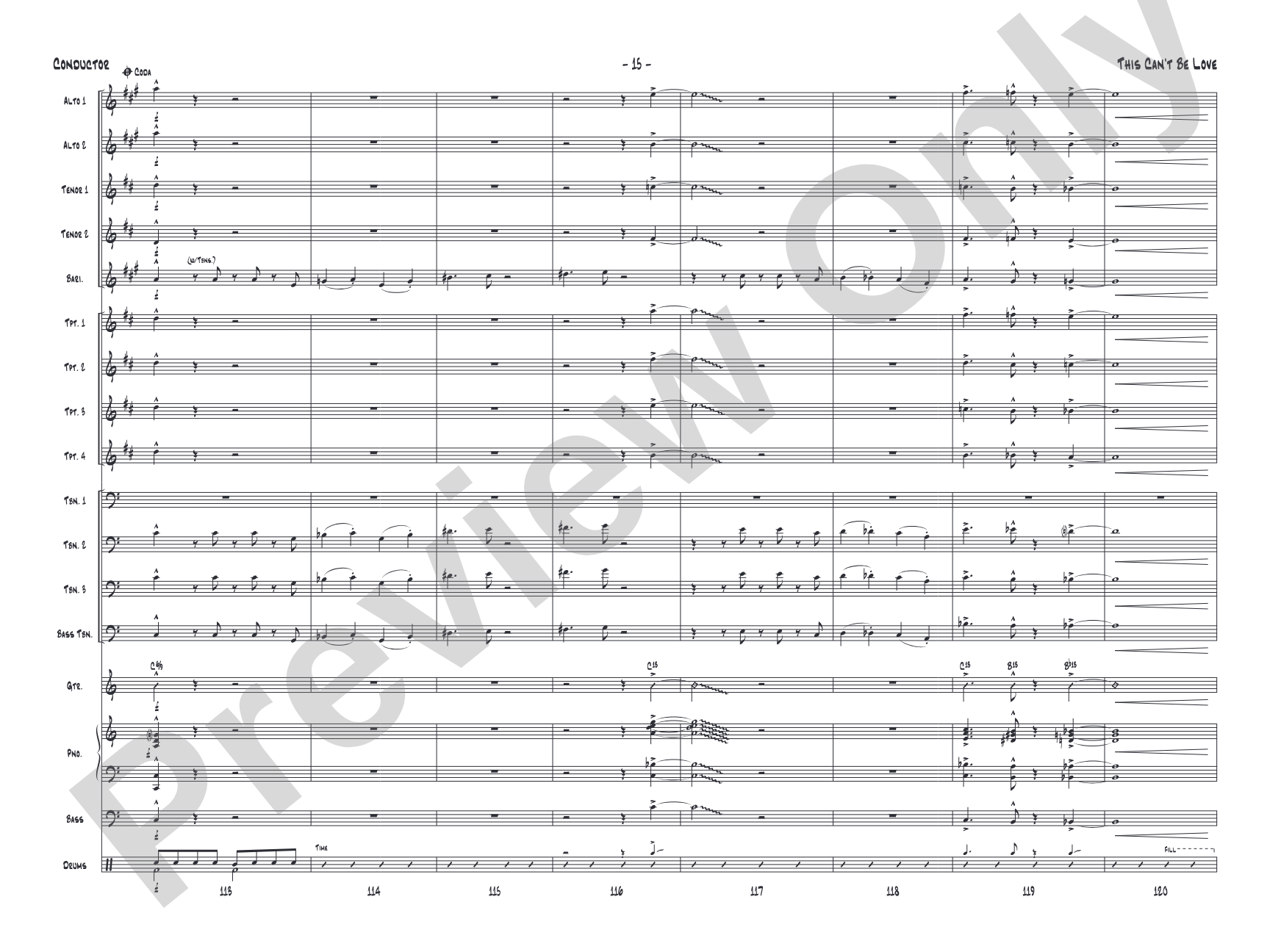 This Can't Be Love: Score