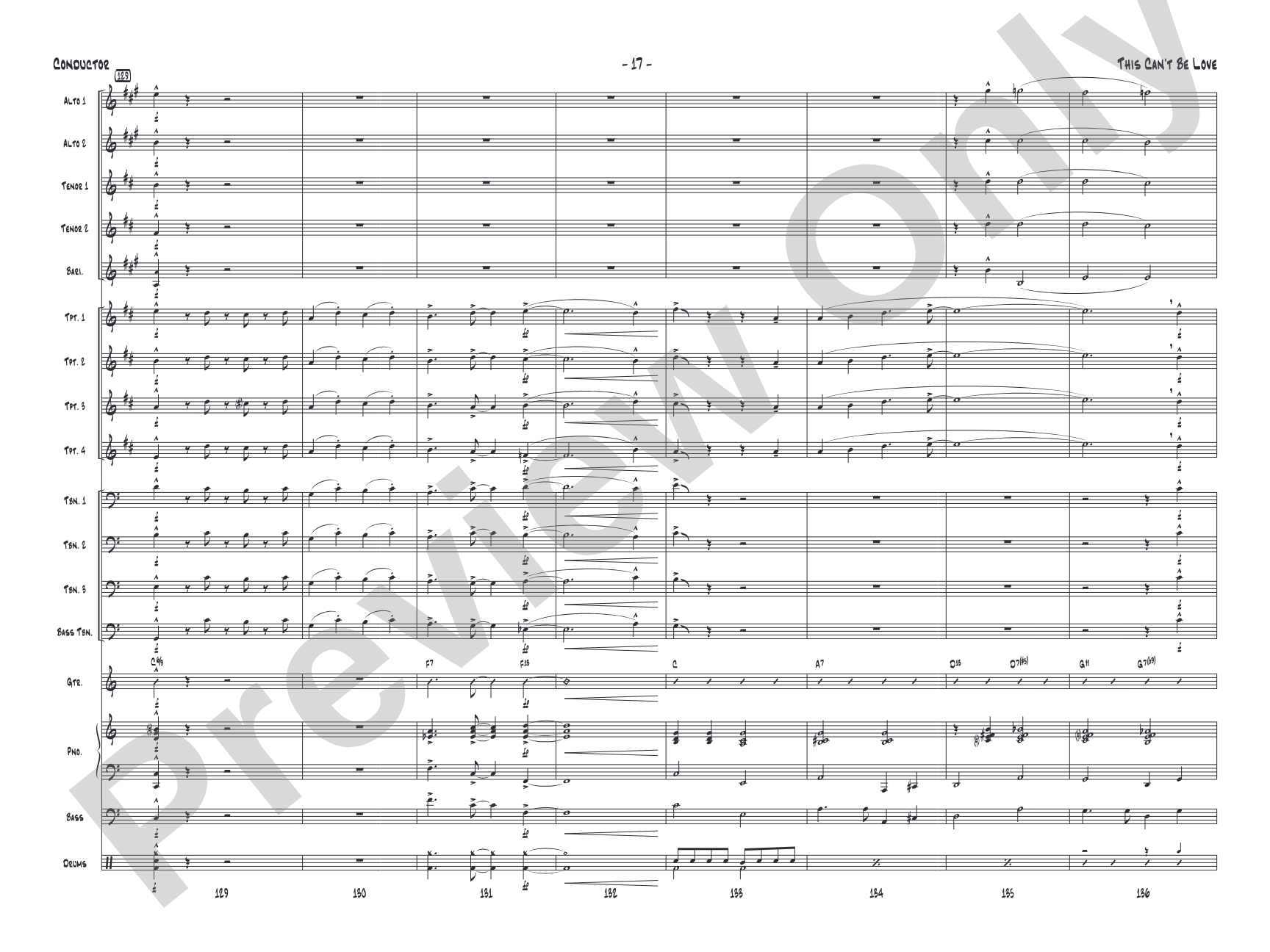 This Can't Be Love: Score