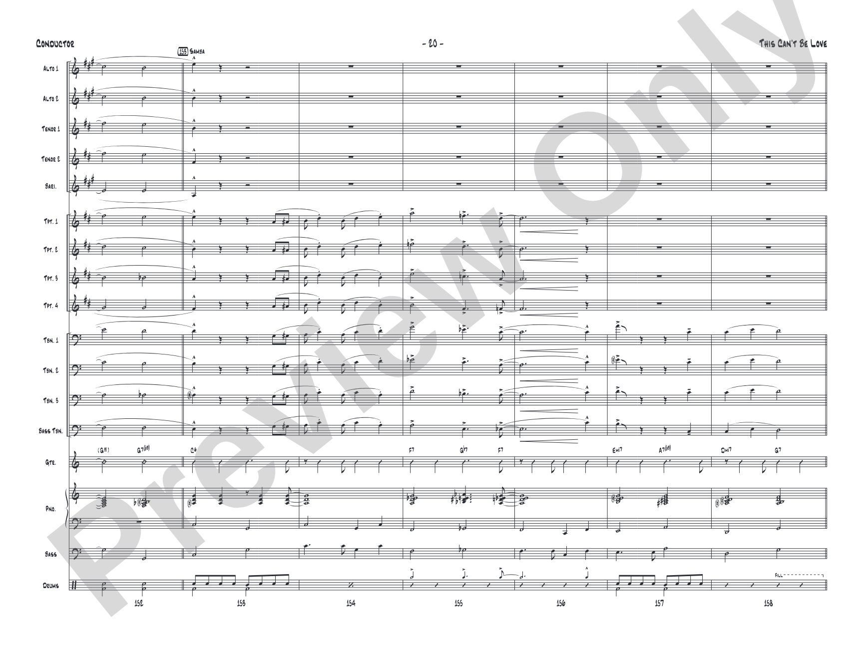 This Can't Be Love: Score