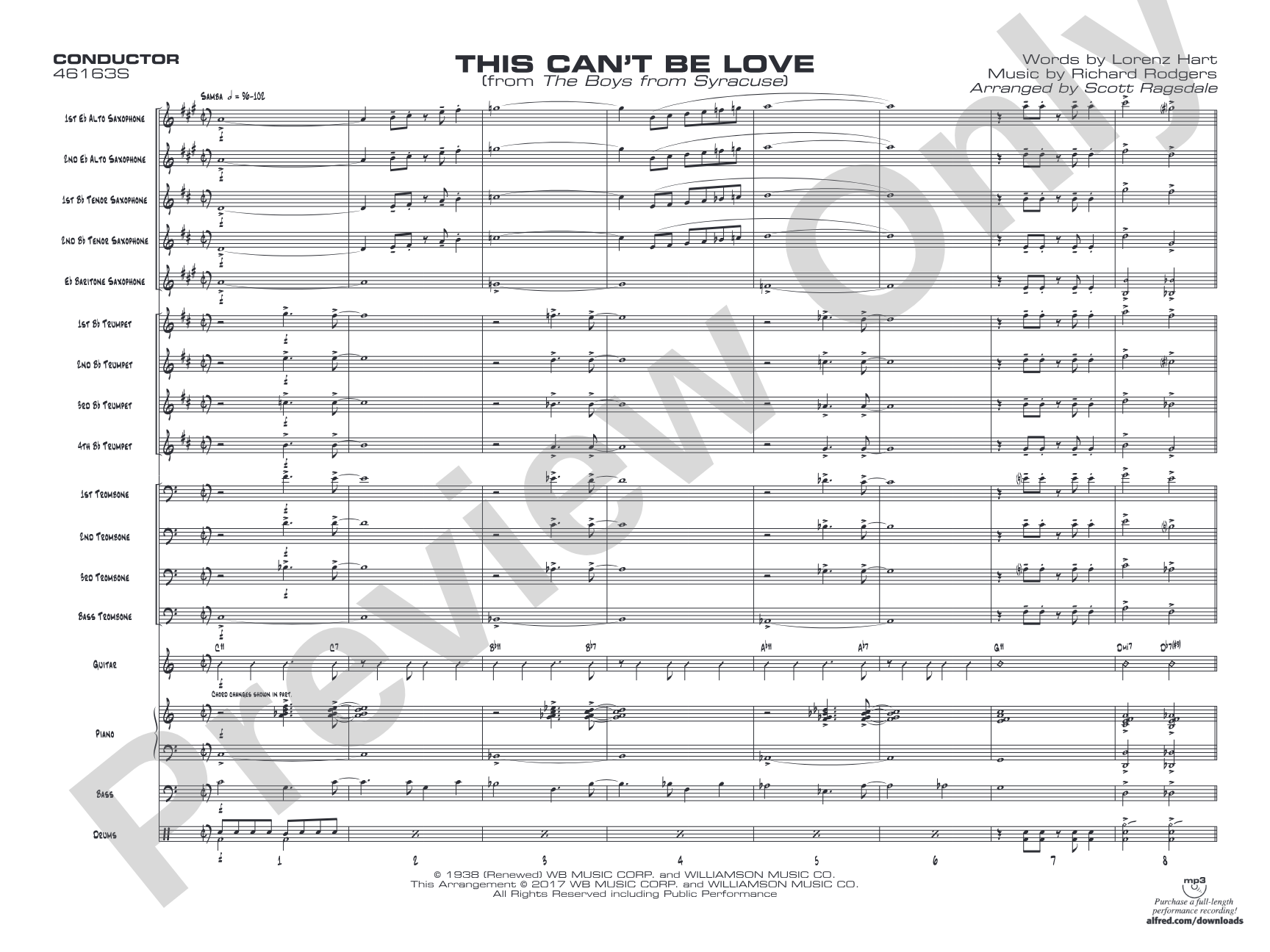 This Can't Be Love: Score