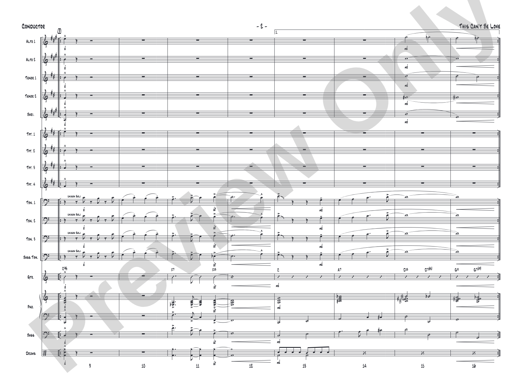 This Can't Be Love: Score