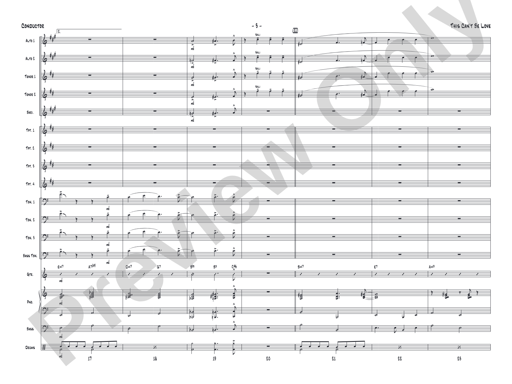 This Can't Be Love: Score