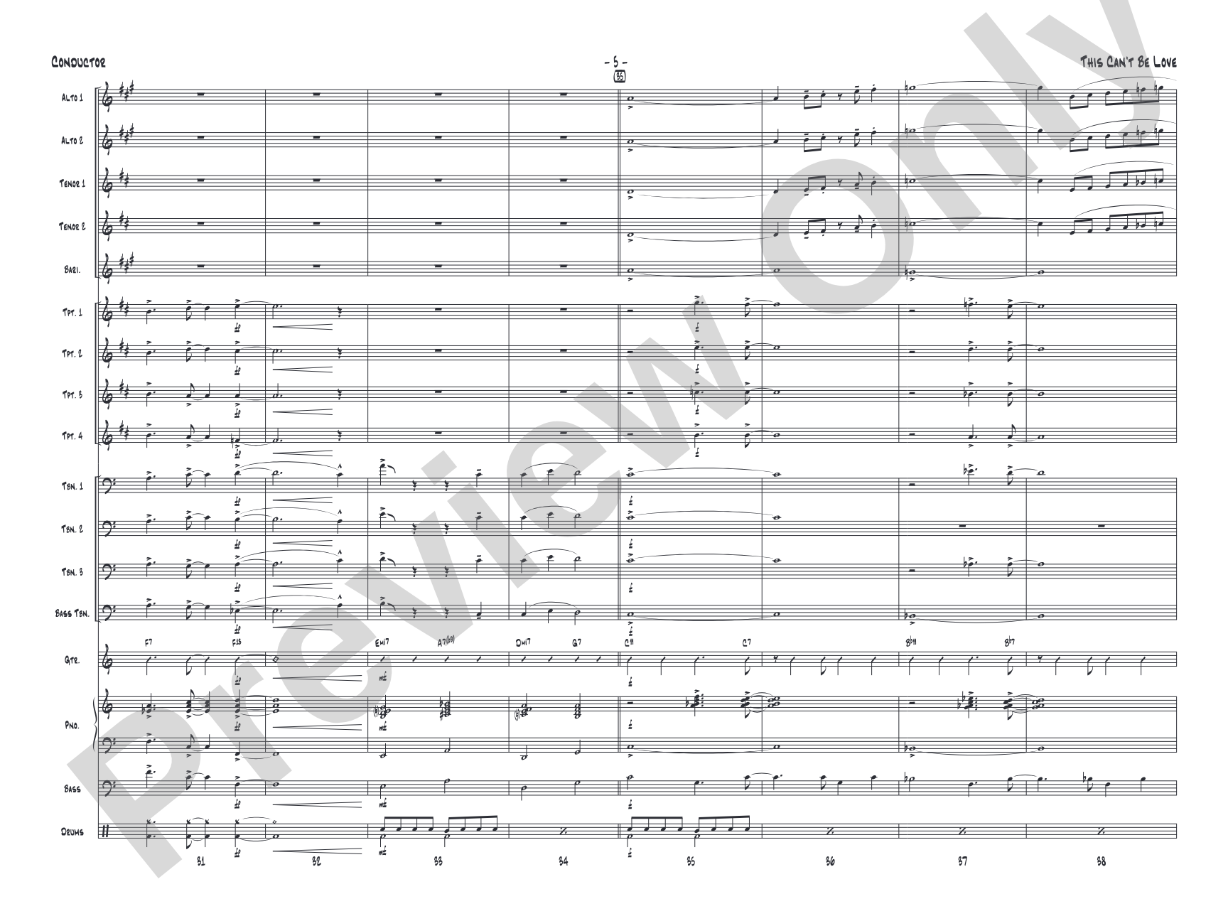 This Can't Be Love: Score