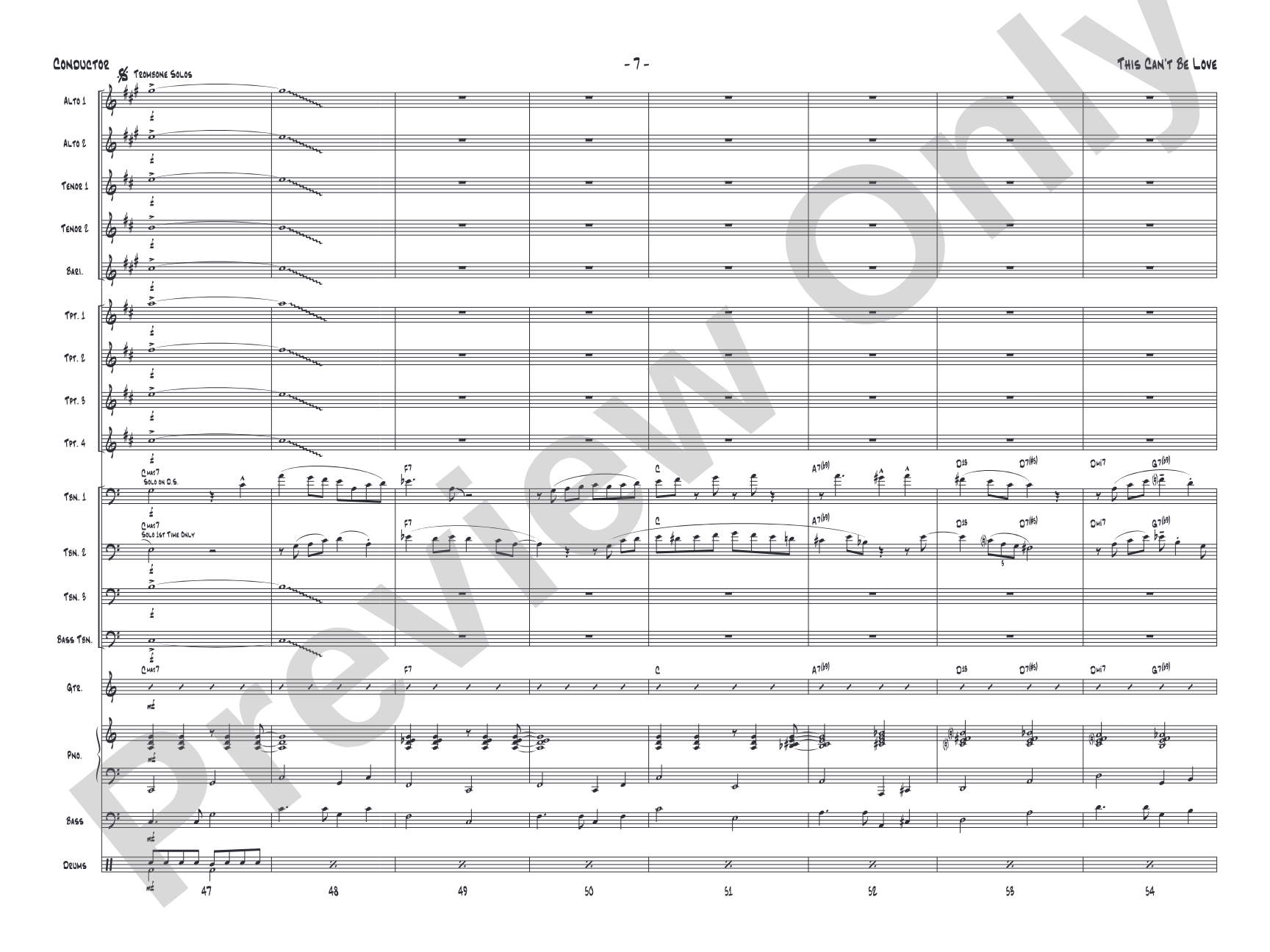 This Can't Be Love: Score