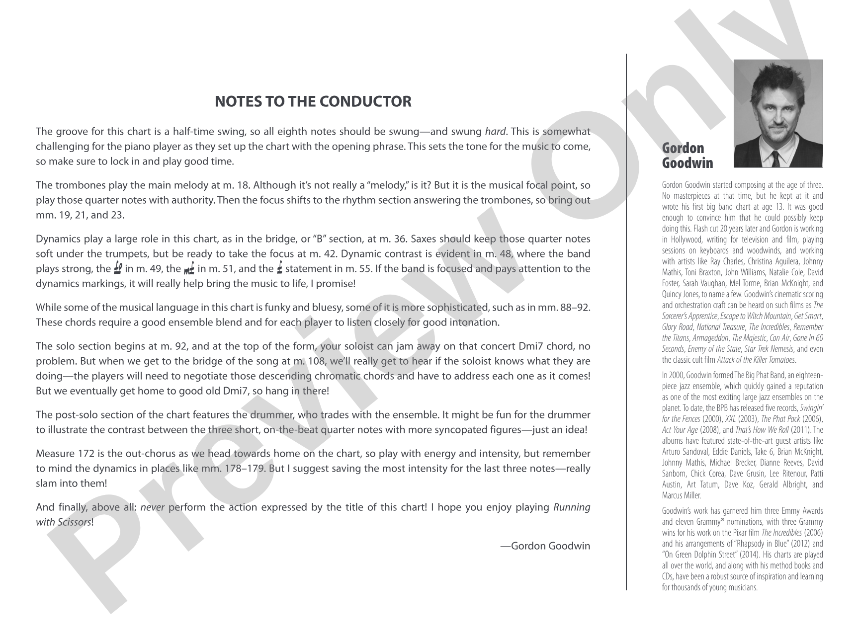 Running with Scissors: Jazz Ensemble Conductor Score & Parts