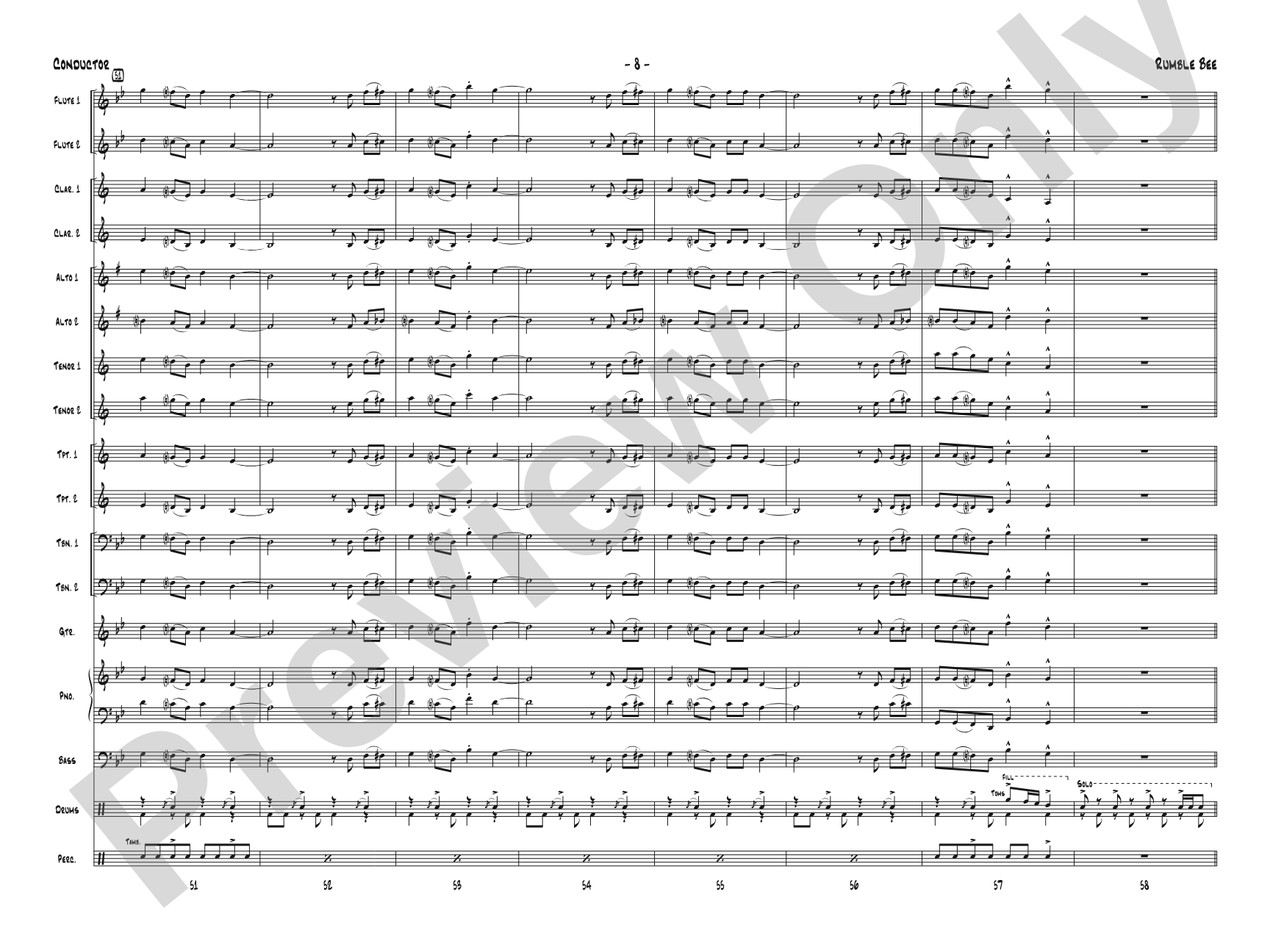 Rumble Bee: Jazz Ensemble Conductor Score & Parts