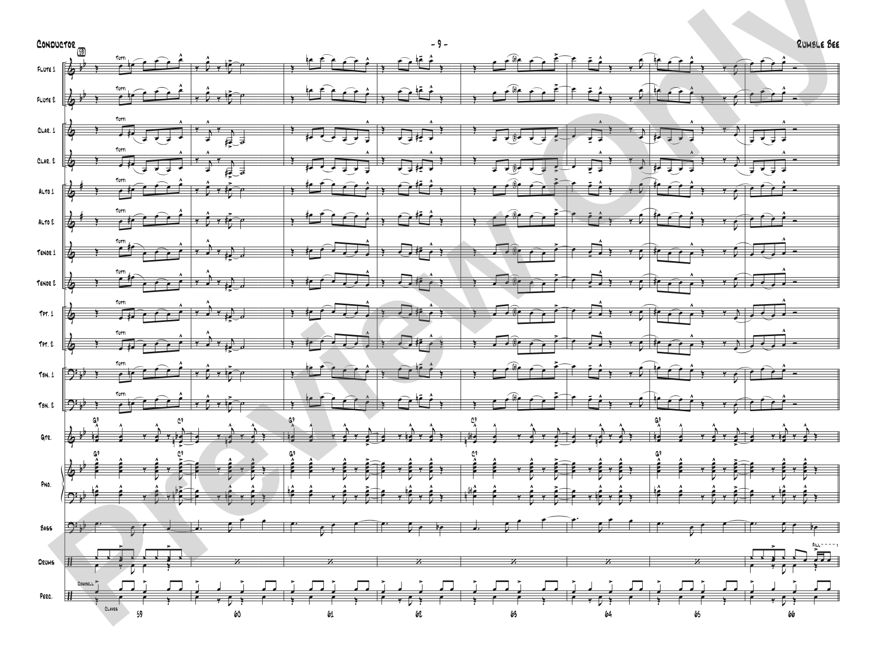 Rumble Bee: Jazz Ensemble Conductor Score & Parts