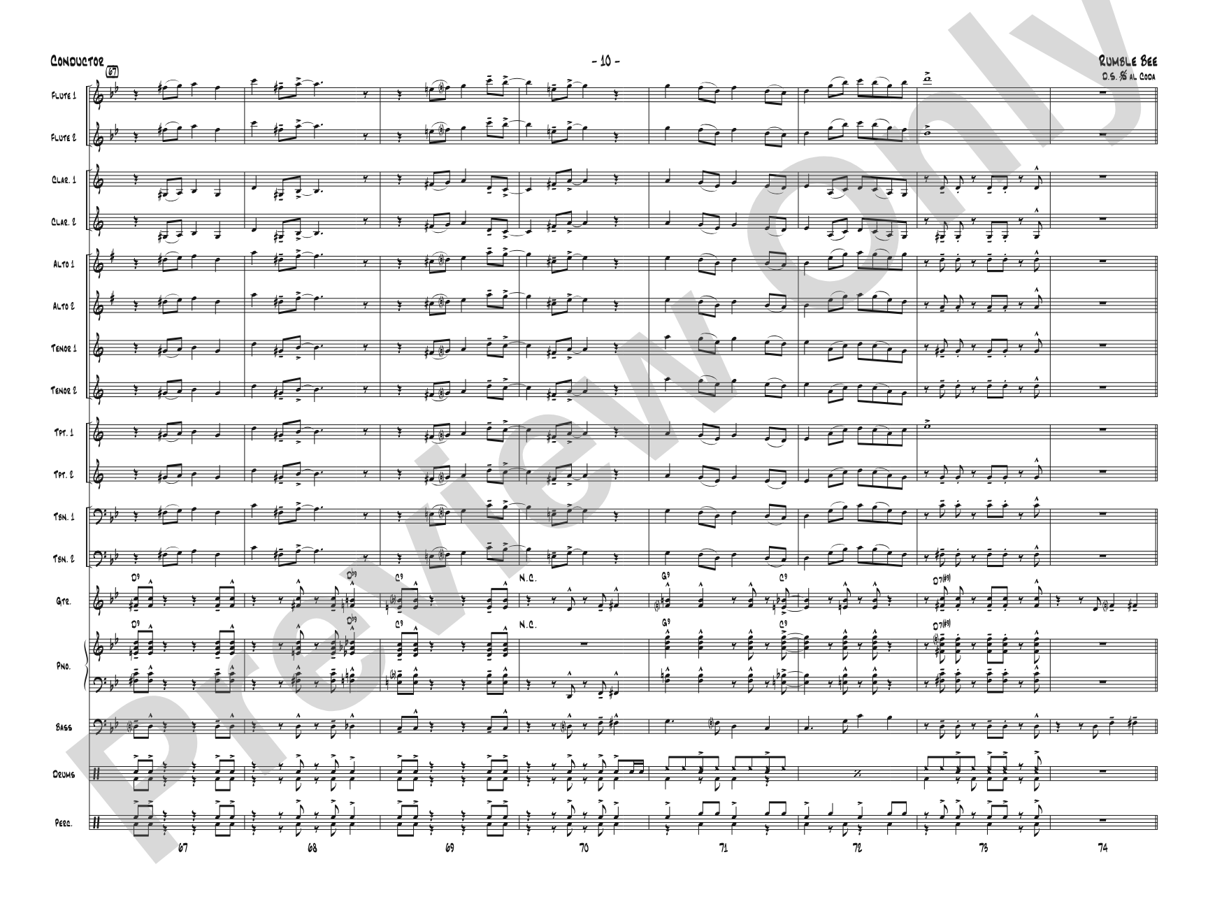Rumble Bee: Jazz Ensemble Conductor Score & Parts