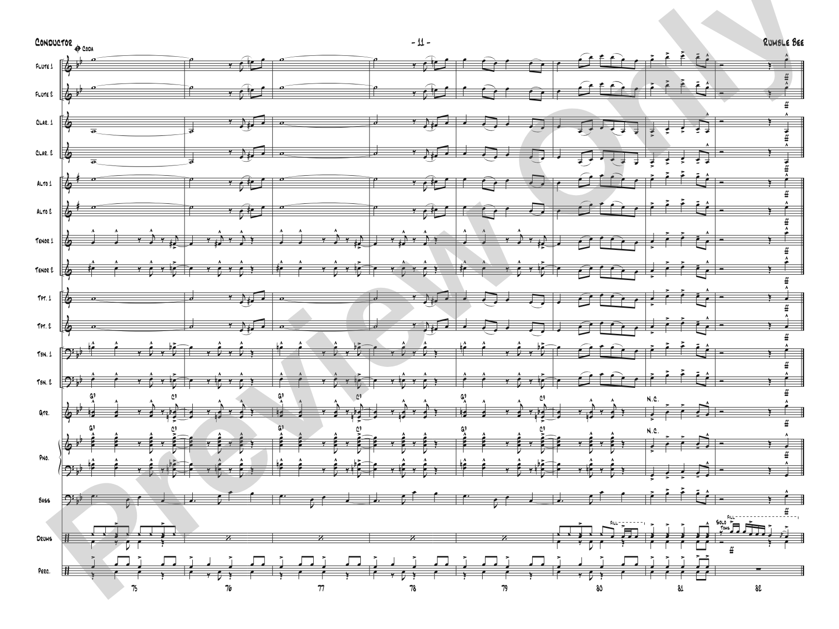 Rumble Bee: Jazz Ensemble Conductor Score & Parts