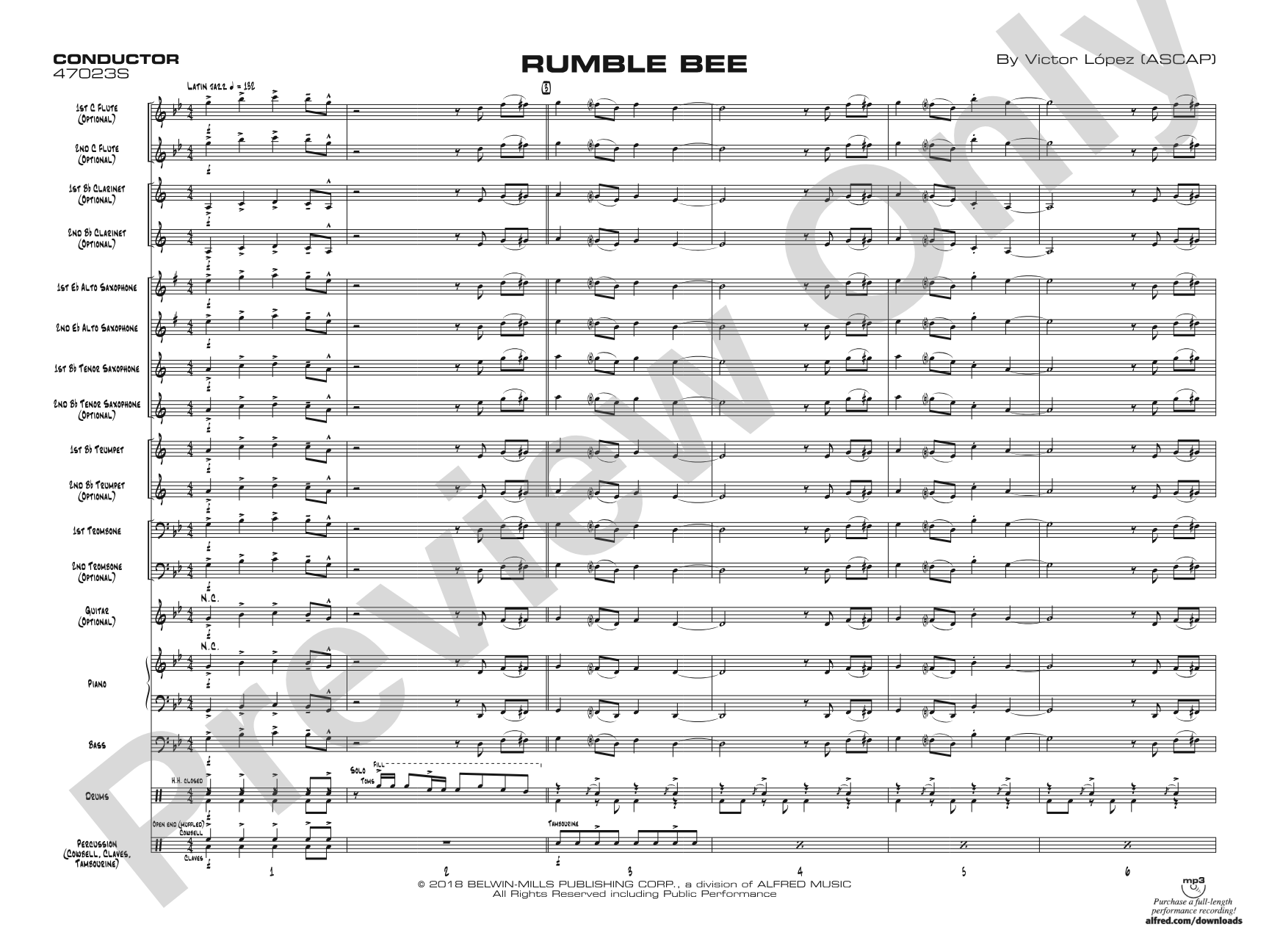 Rumble Bee: Jazz Ensemble Conductor Score & Parts