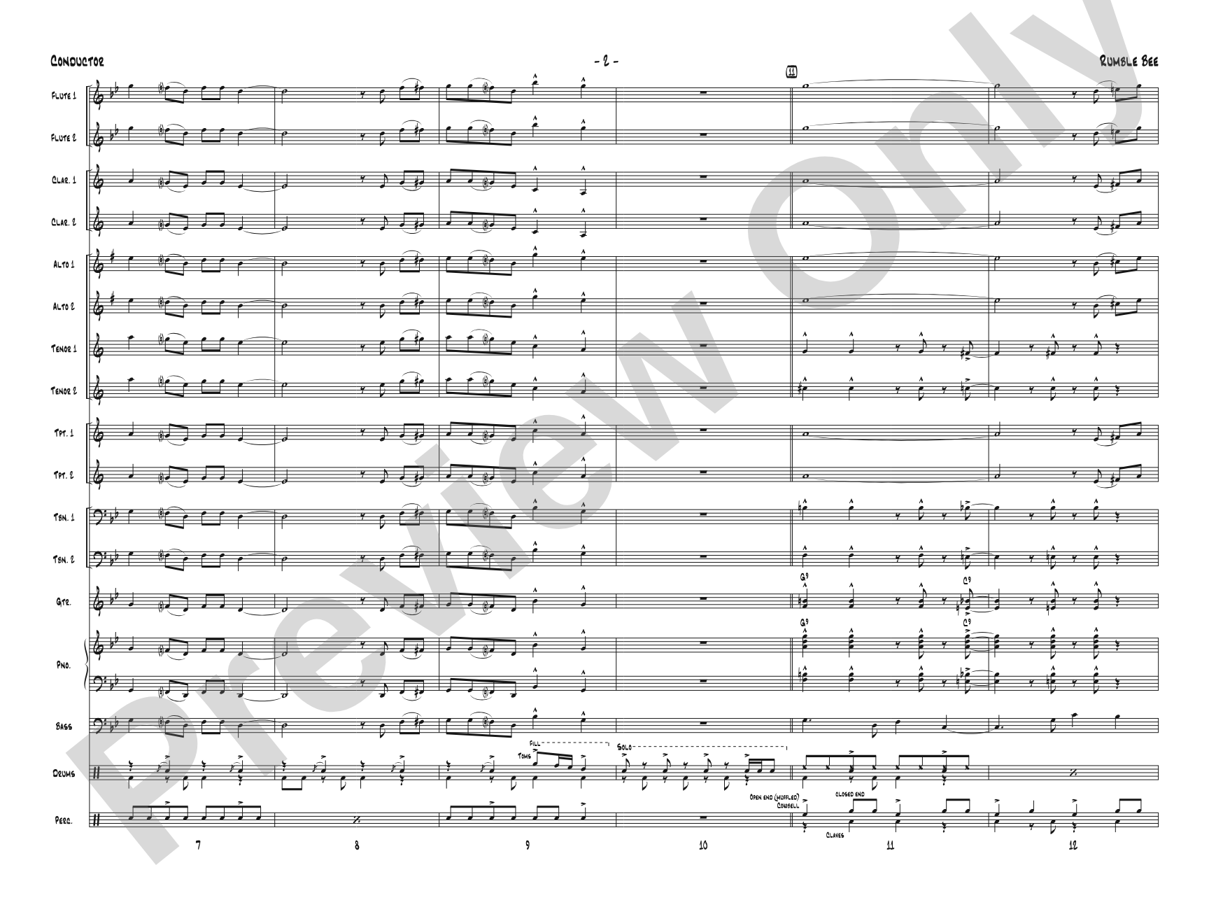 Rumble Bee: Jazz Ensemble Conductor Score & Parts