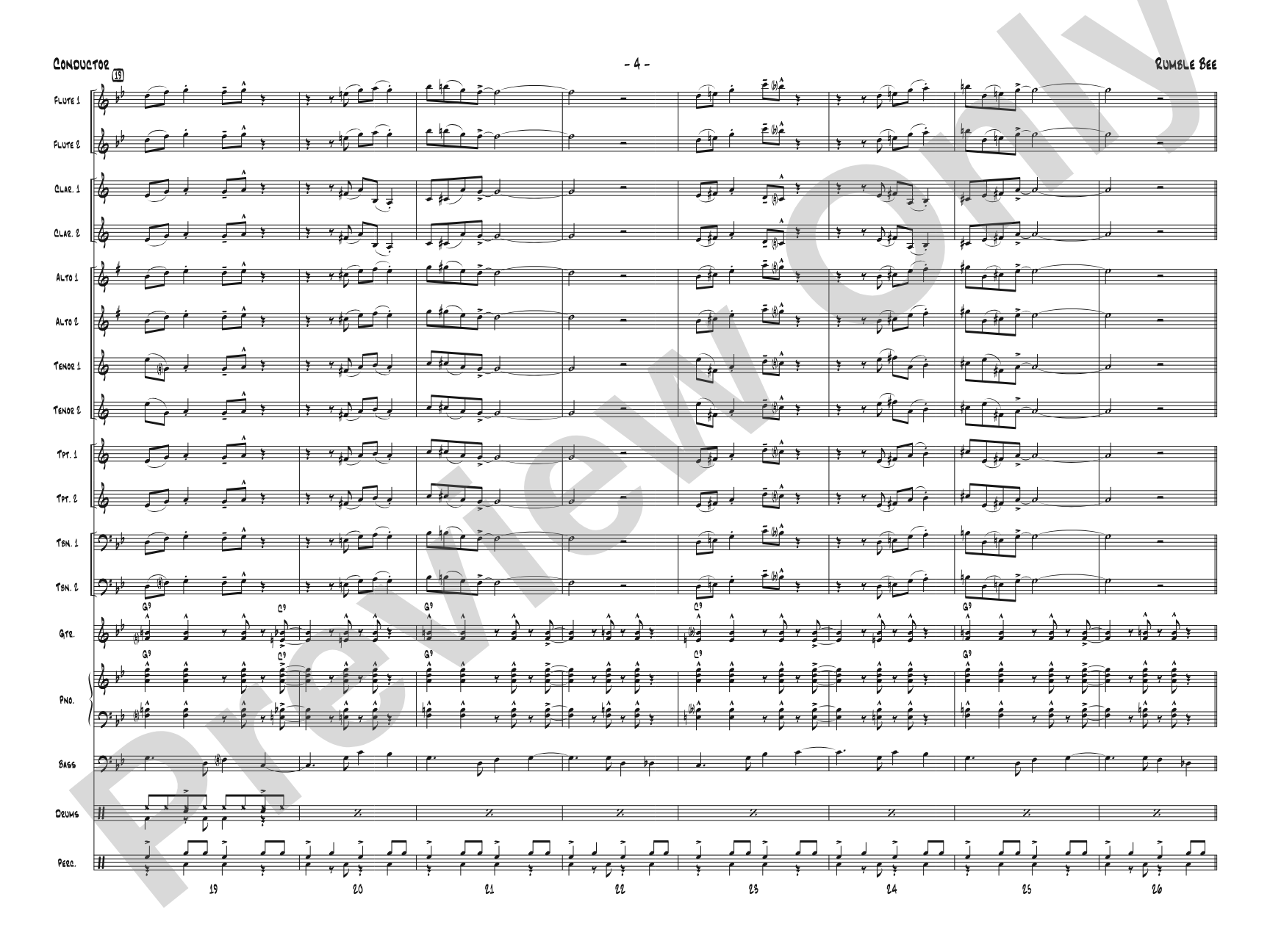 Rumble Bee: Jazz Ensemble Conductor Score & Parts
