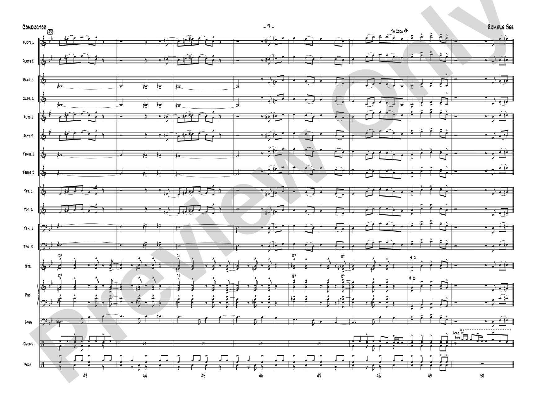 Rumble Bee: Jazz Ensemble Conductor Score & Parts