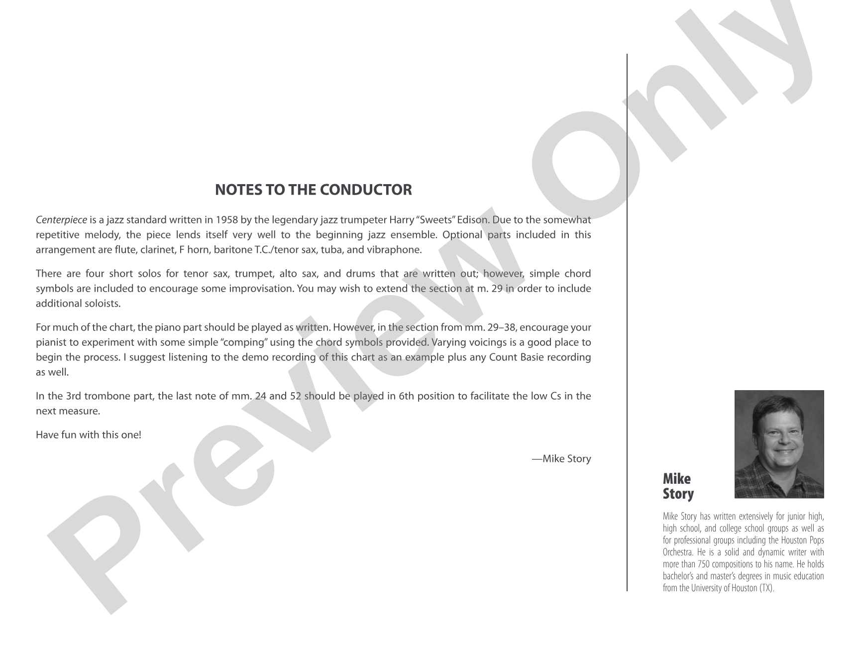 Centerpiece: Jazz Ensemble Conductor Score & Parts