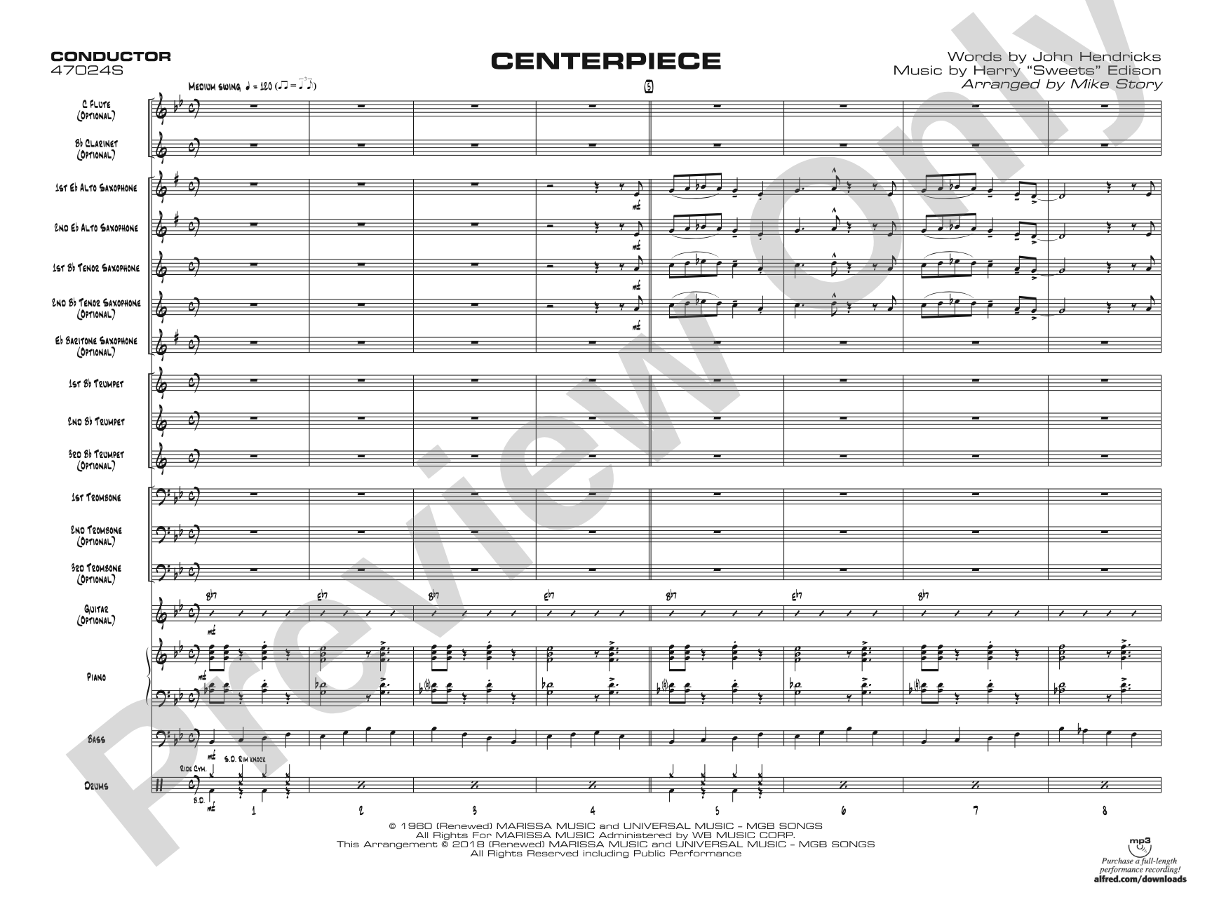Centerpiece: Jazz Ensemble Conductor Score & Parts