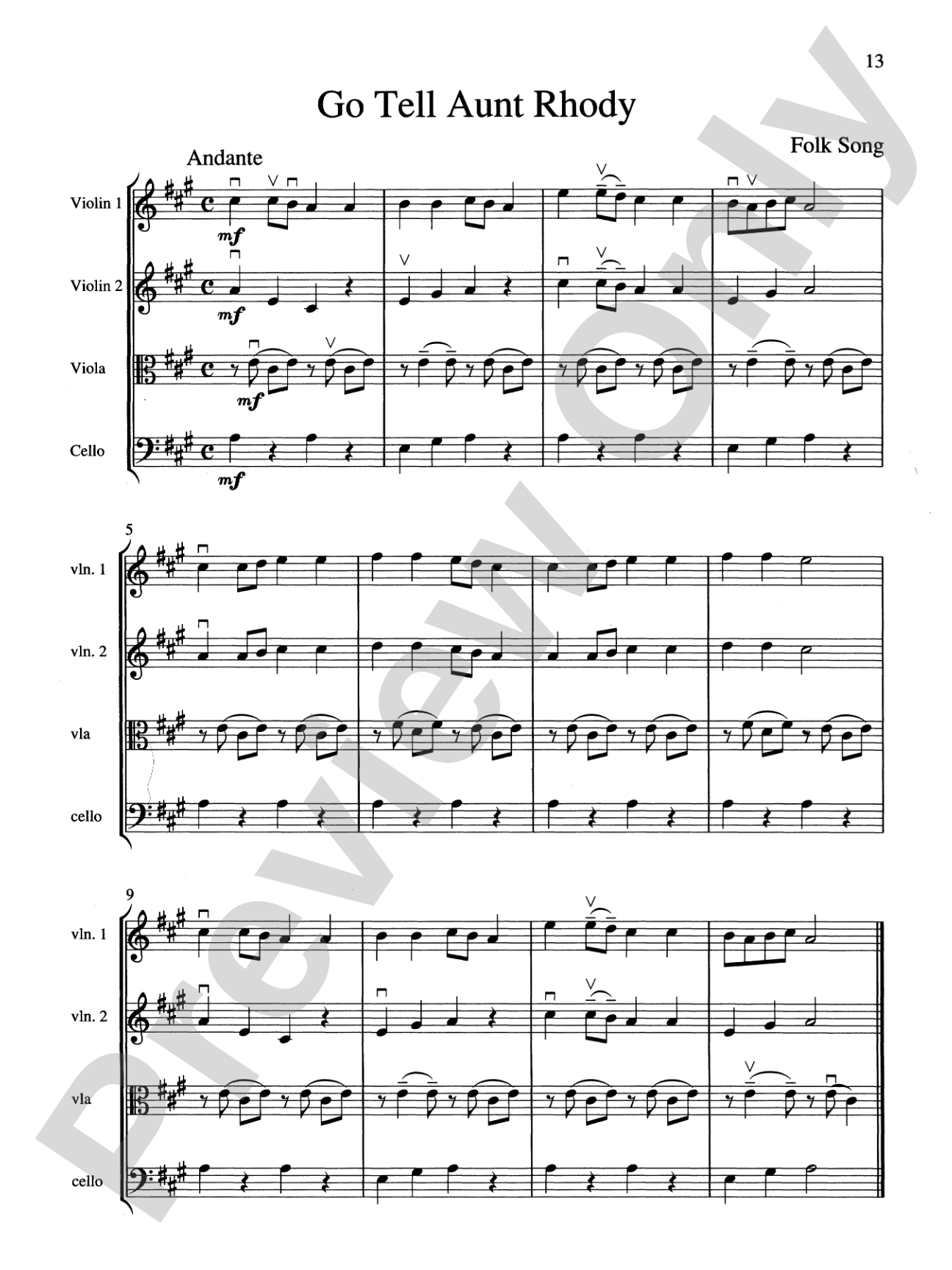 String Quartets for Beginning Ensembles, Volume 1: Score