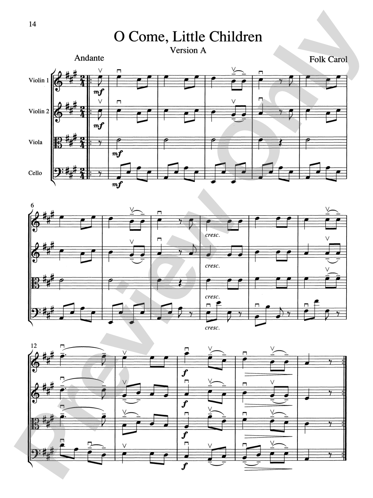 String Quartets for Beginning Ensembles, Volume 1: Score