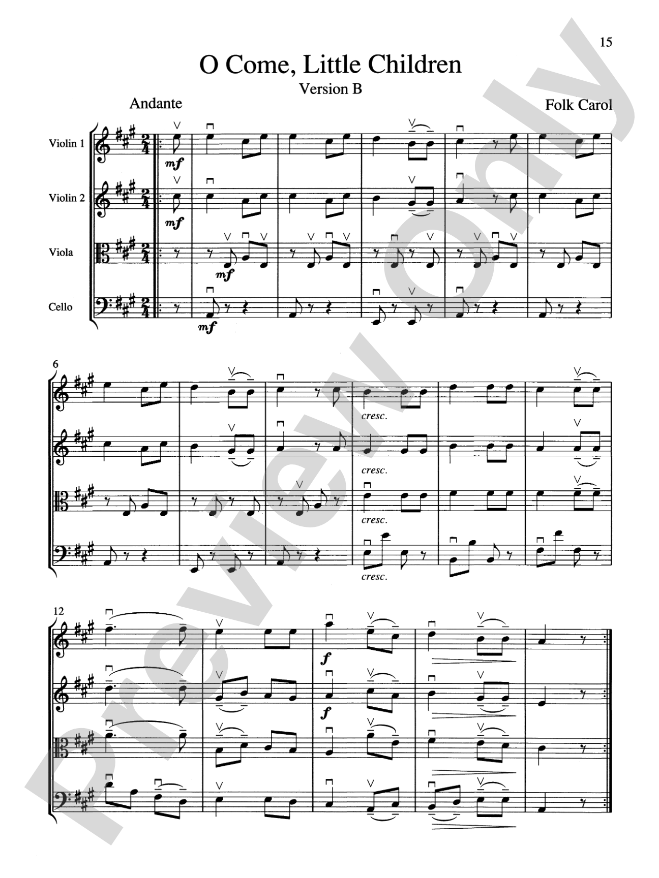 String Quartets for Beginning Ensembles, Volume 1: Score