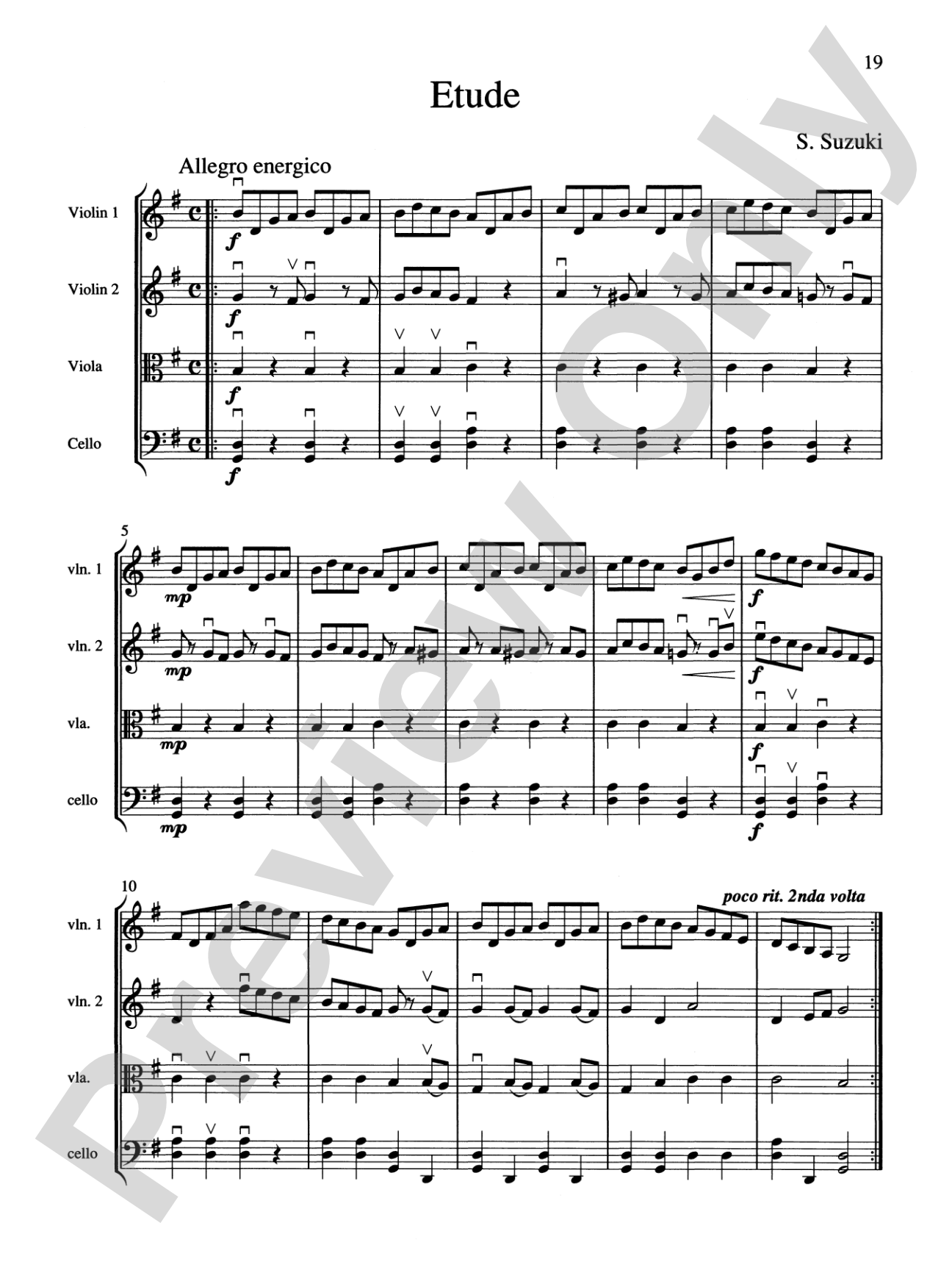 String Quartets for Beginning Ensembles, Volume 1: Score