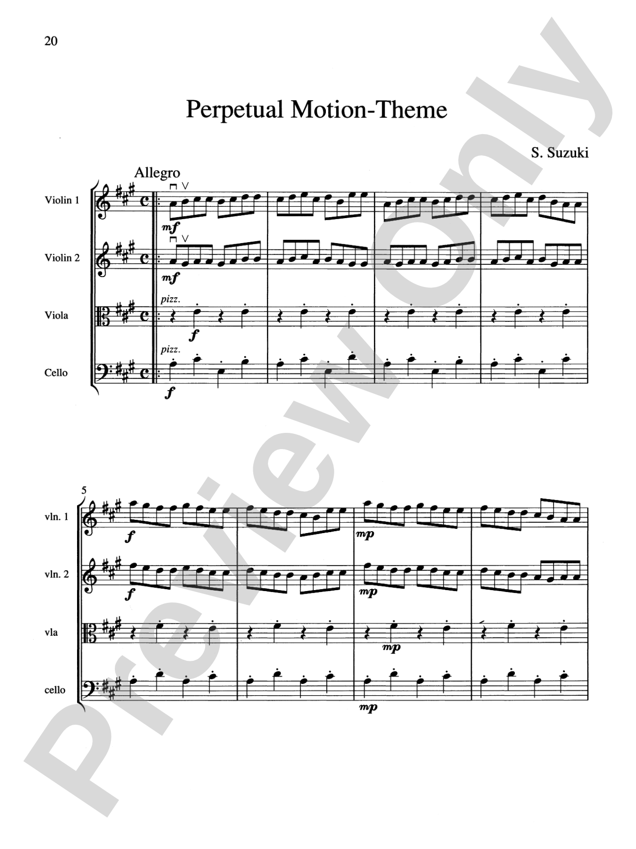 String Quartets for Beginning Ensembles, Volume 1: Score