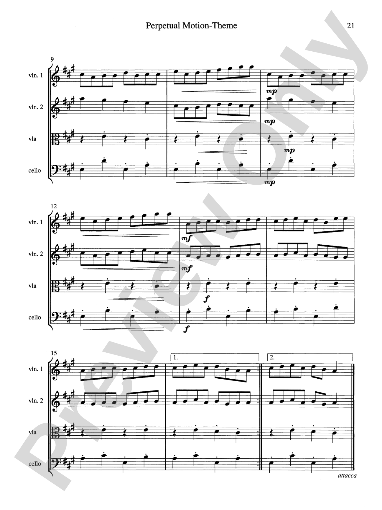 String Quartets for Beginning Ensembles, Volume 1: Score
