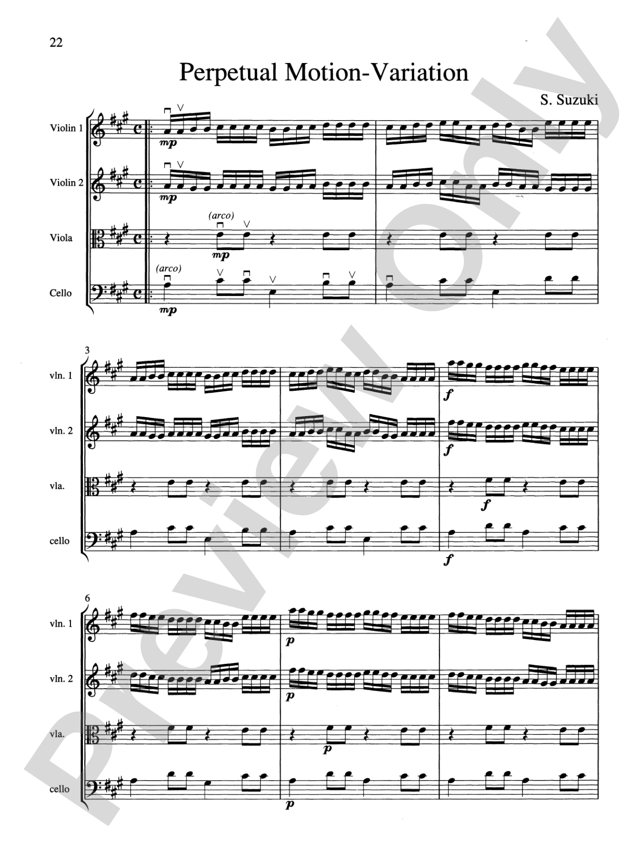 String Quartets for Beginning Ensembles, Volume 1: Score