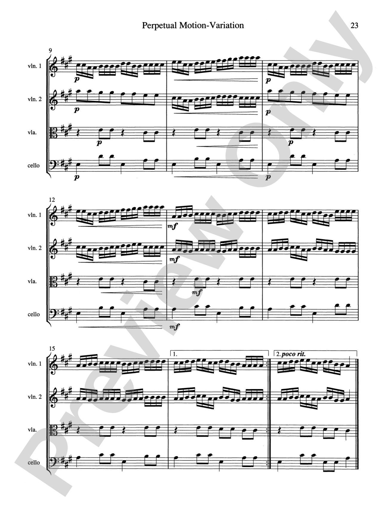 String Quartets for Beginning Ensembles, Volume 1: Score