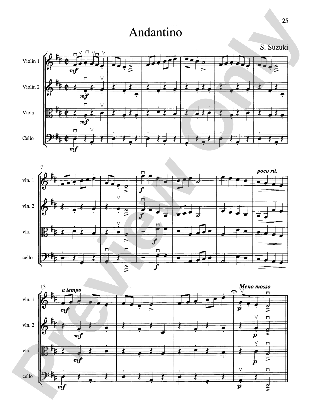 String Quartets for Beginning Ensembles, Volume 1: Score