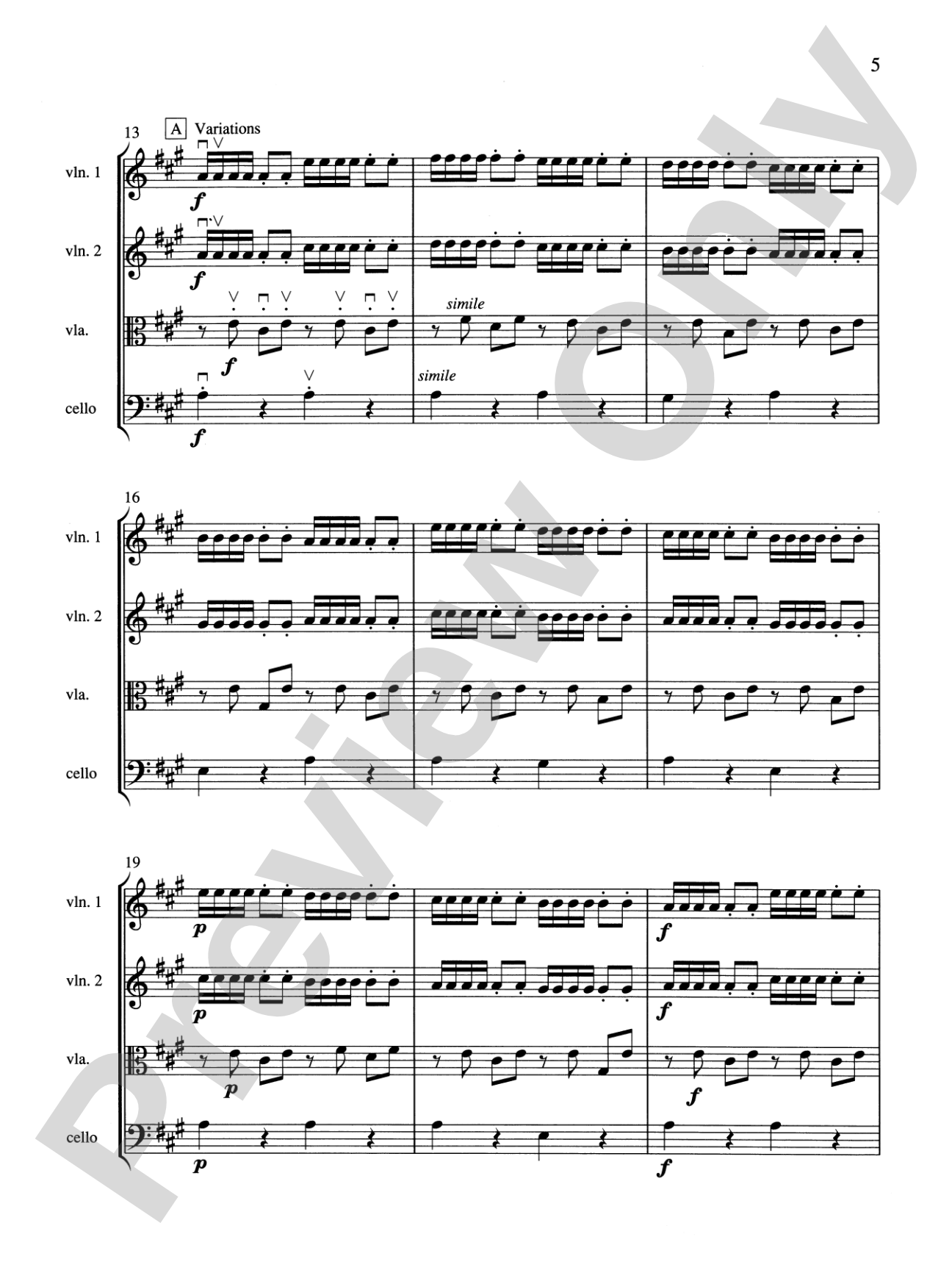 String Quartets for Beginning Ensembles, Volume 1: Score
