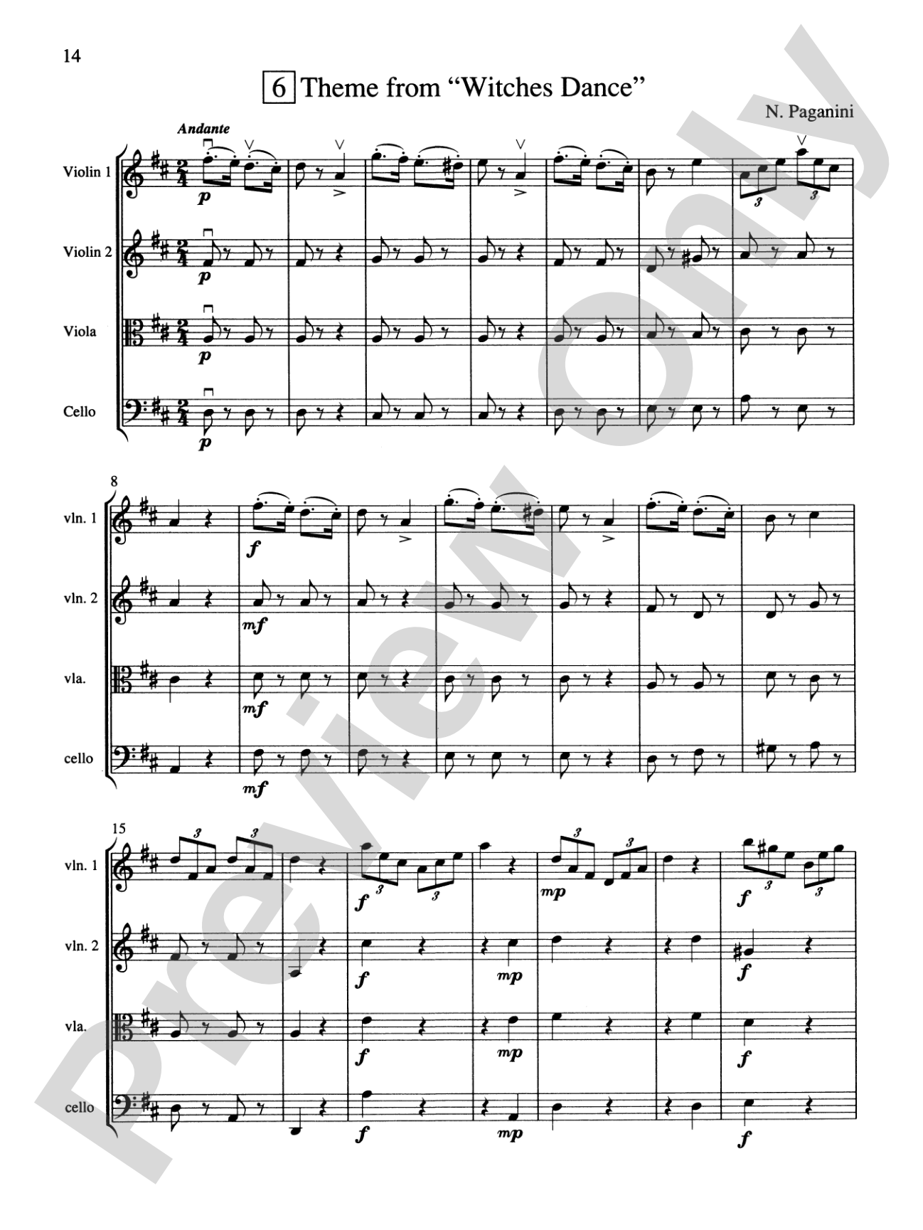 String Quartets for Beginning Ensembles, Volume 2: Score
