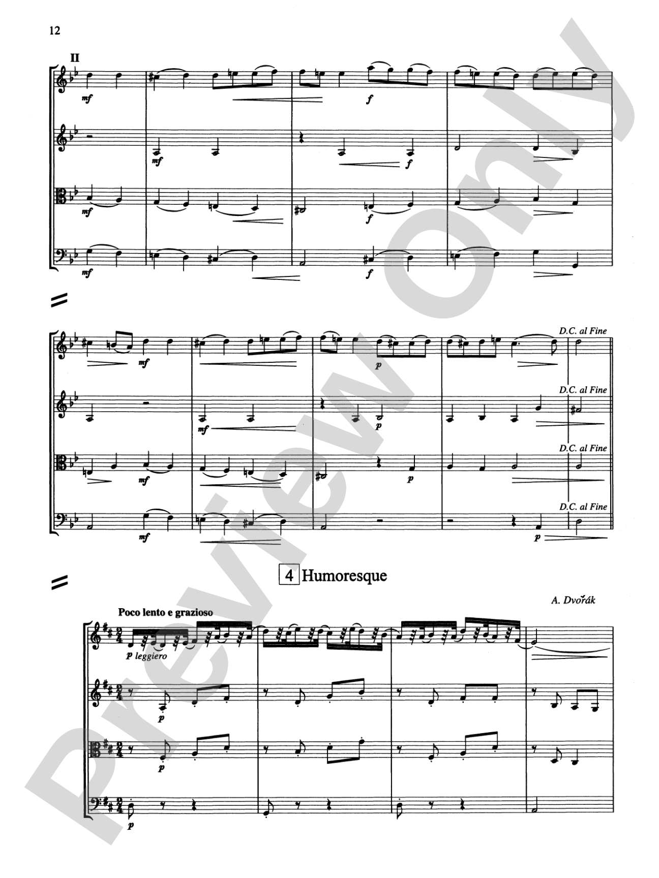 String Quartets for Beginning Ensembles, Volume 3: Score