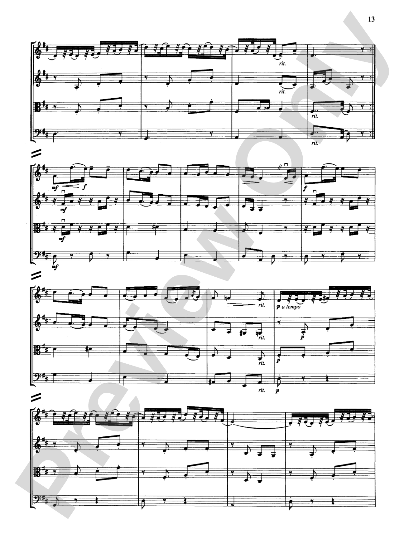 String Quartets for Beginning Ensembles, Volume 3: Score