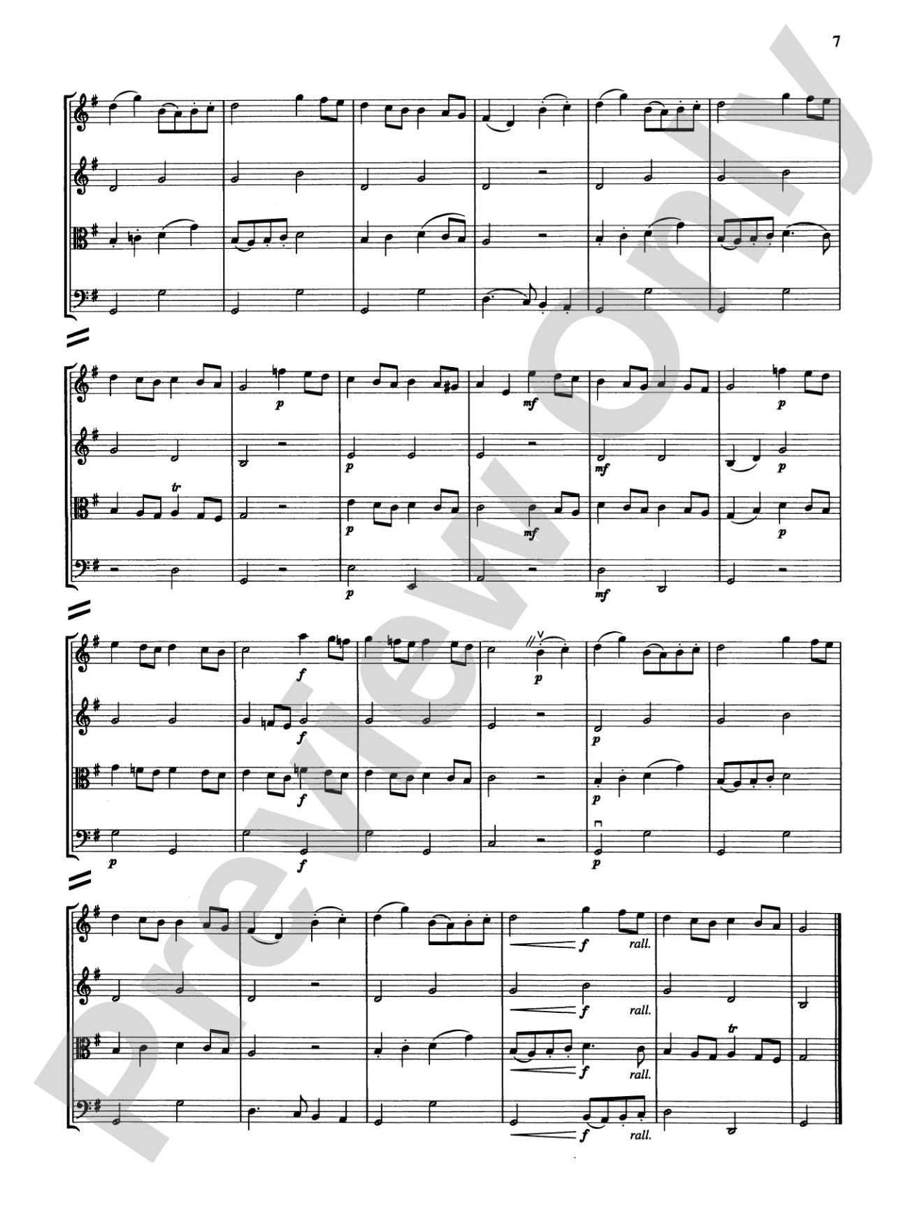 String Quartets for Beginning Ensembles, Volume 3: Score