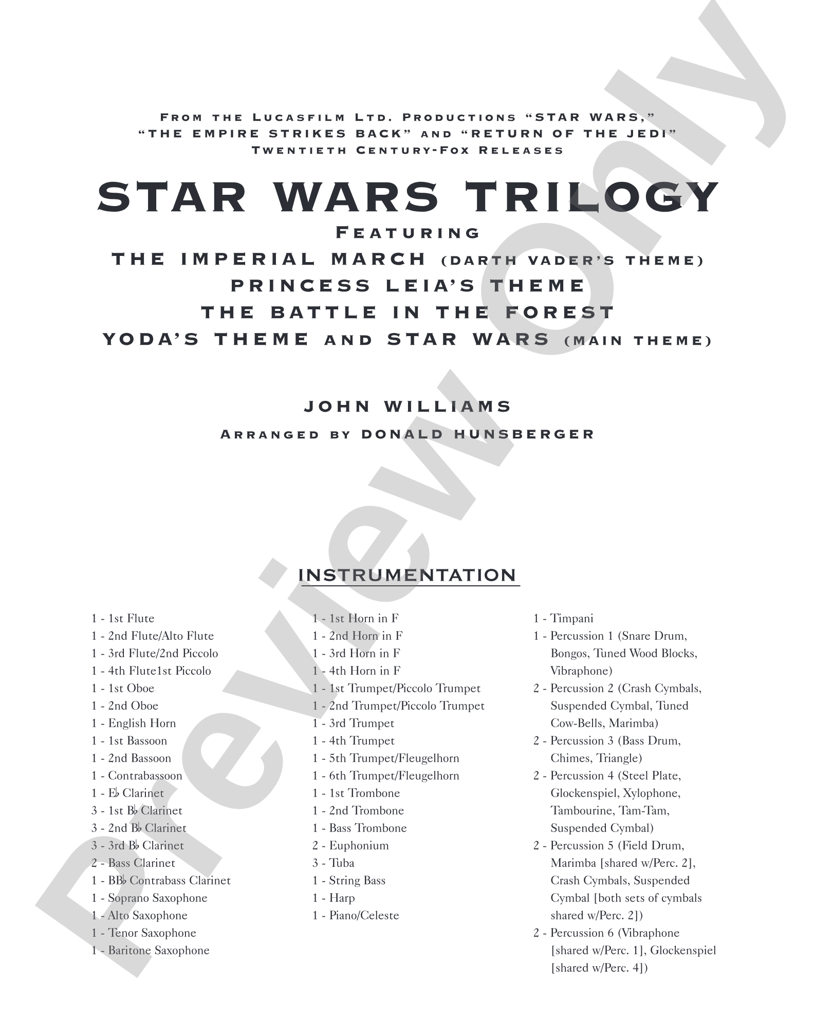 Star Wars® Trilogy: Score