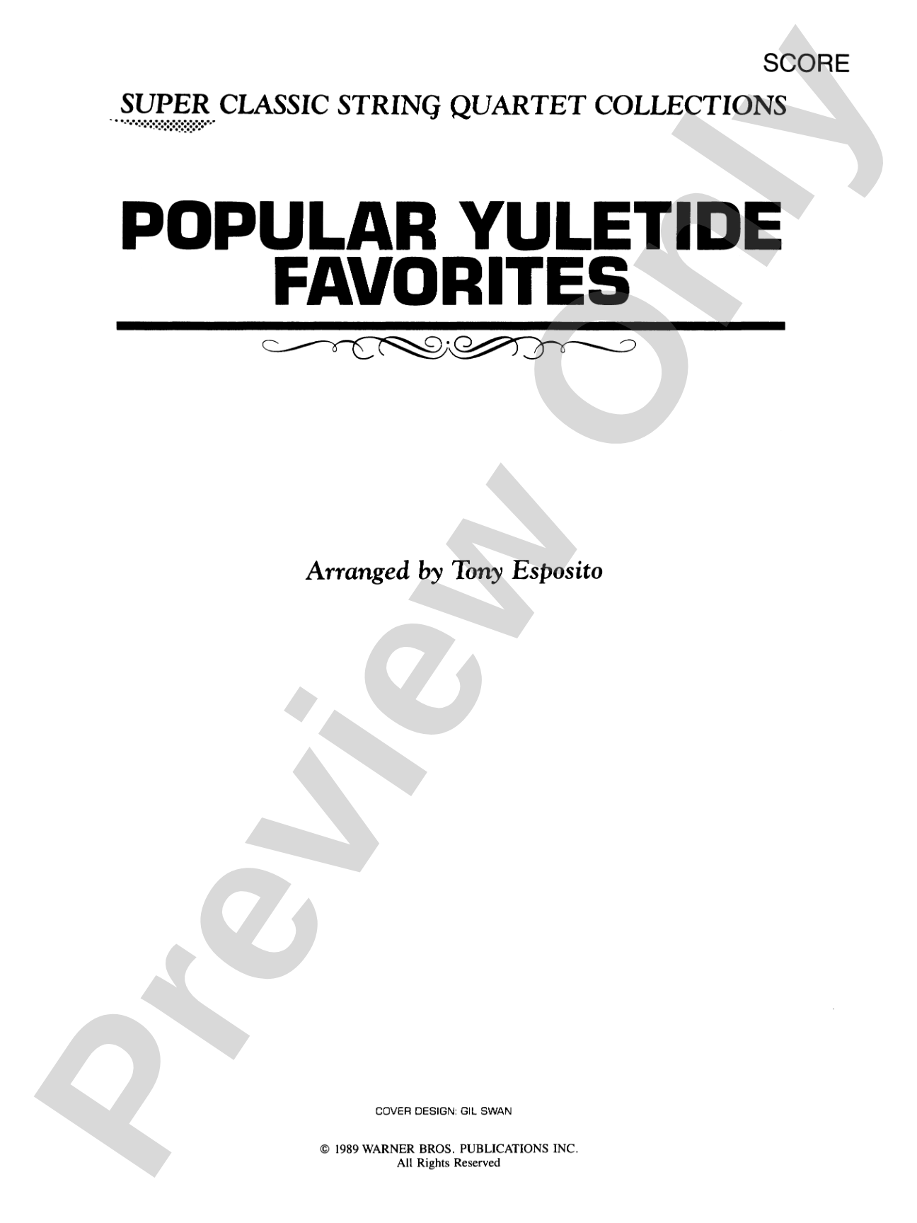 Popular Yuletide Favorites: String Quartet Full Score & Parts