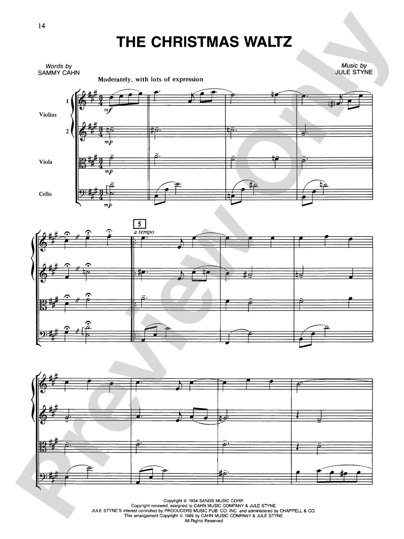 Popular Yuletide Favorites: String Quartet Full Score & Parts